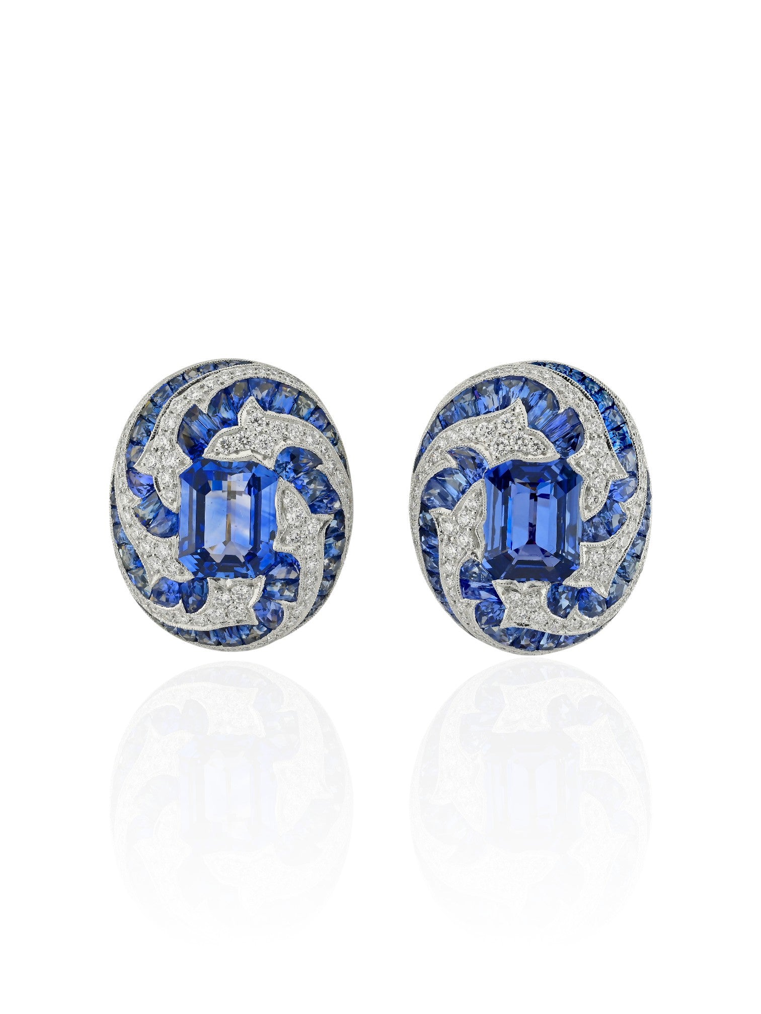 Sophia D Sapphire and Diamond Statement Earrings Platinum and 18K Yellow Gold