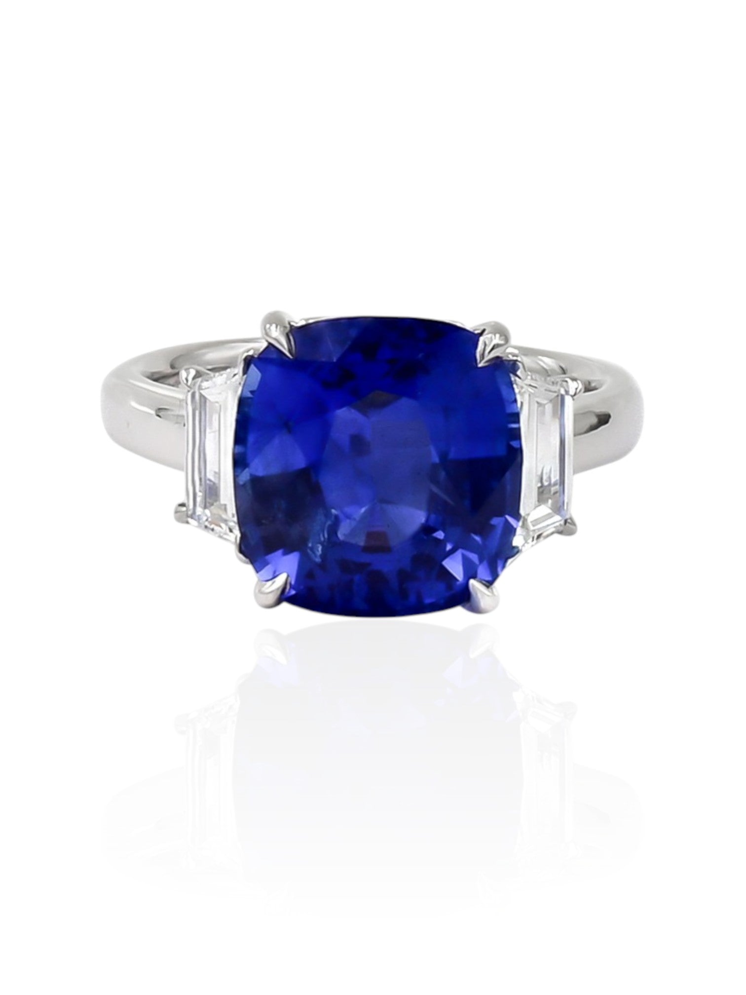 Sophia D 7.44 Carat Sapphire and Diamond Three Stone Ring Platinum
