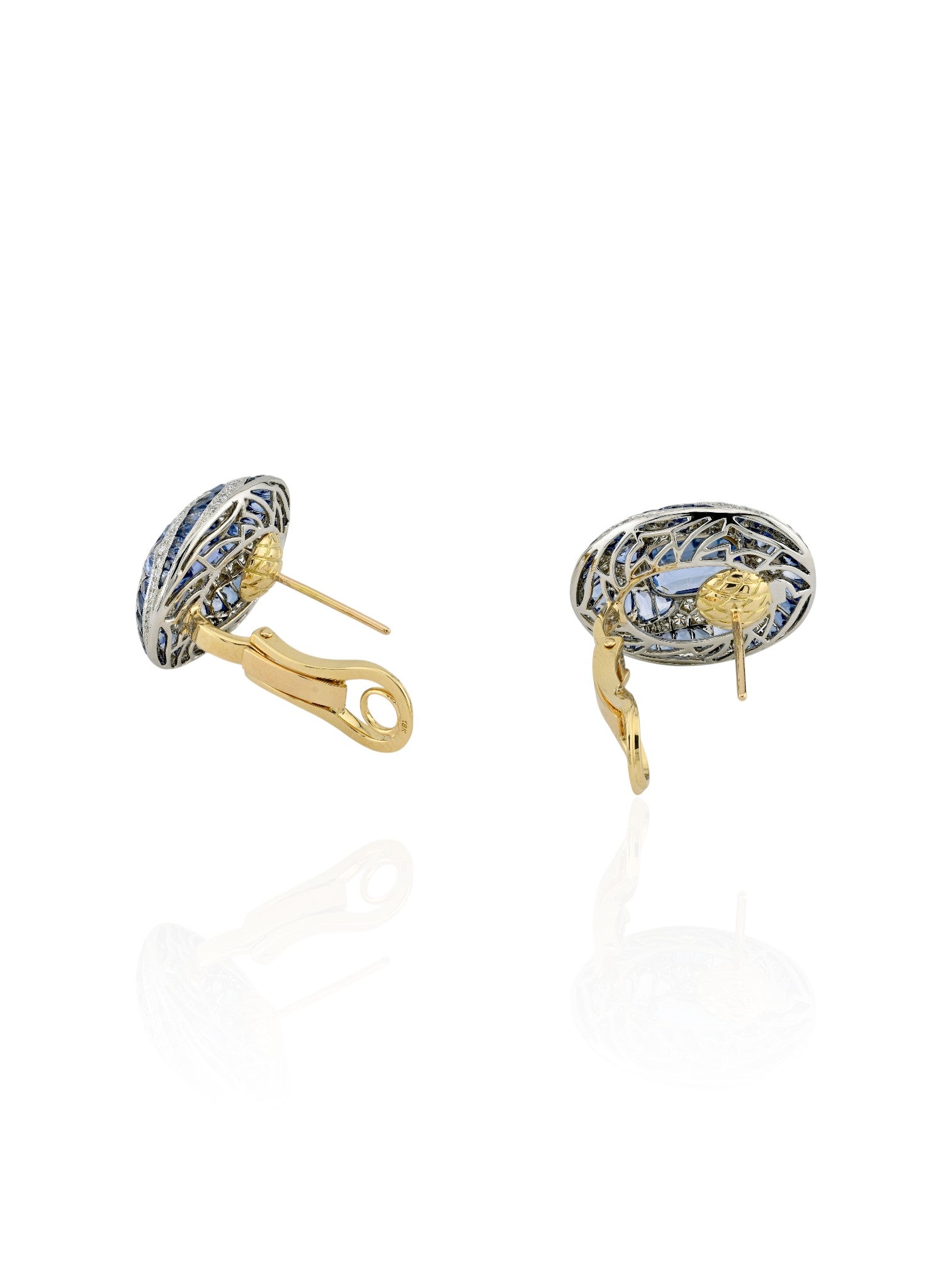 Sophia D Sapphire and Diamond Statement Earrings Platinum and 18K Yellow Gold