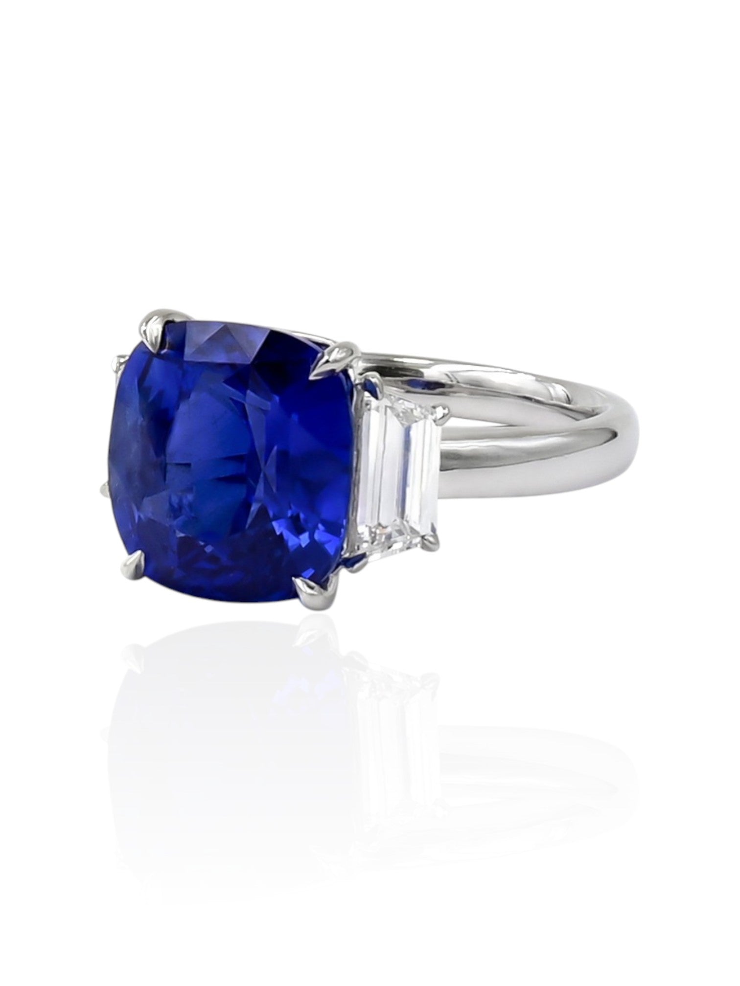 Sophia D 7.44 Carat Sapphire and Diamond Three Stone Ring Platinum