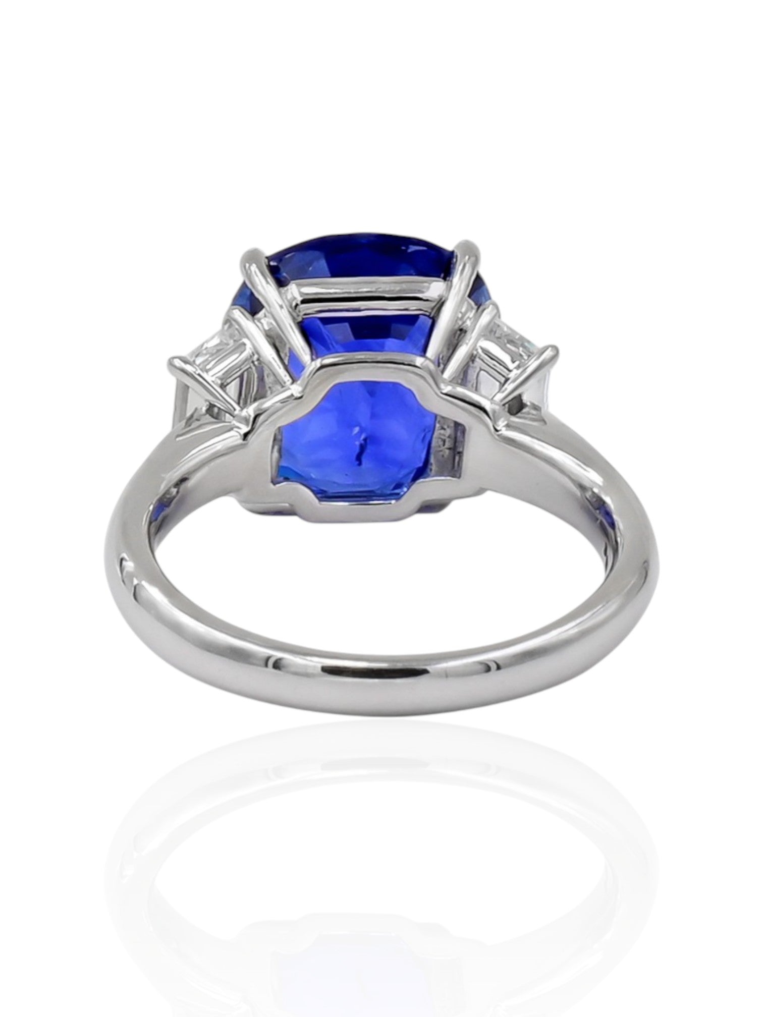 Sophia D 7.44 Carat Sapphire and Diamond Three Stone Ring Platinum