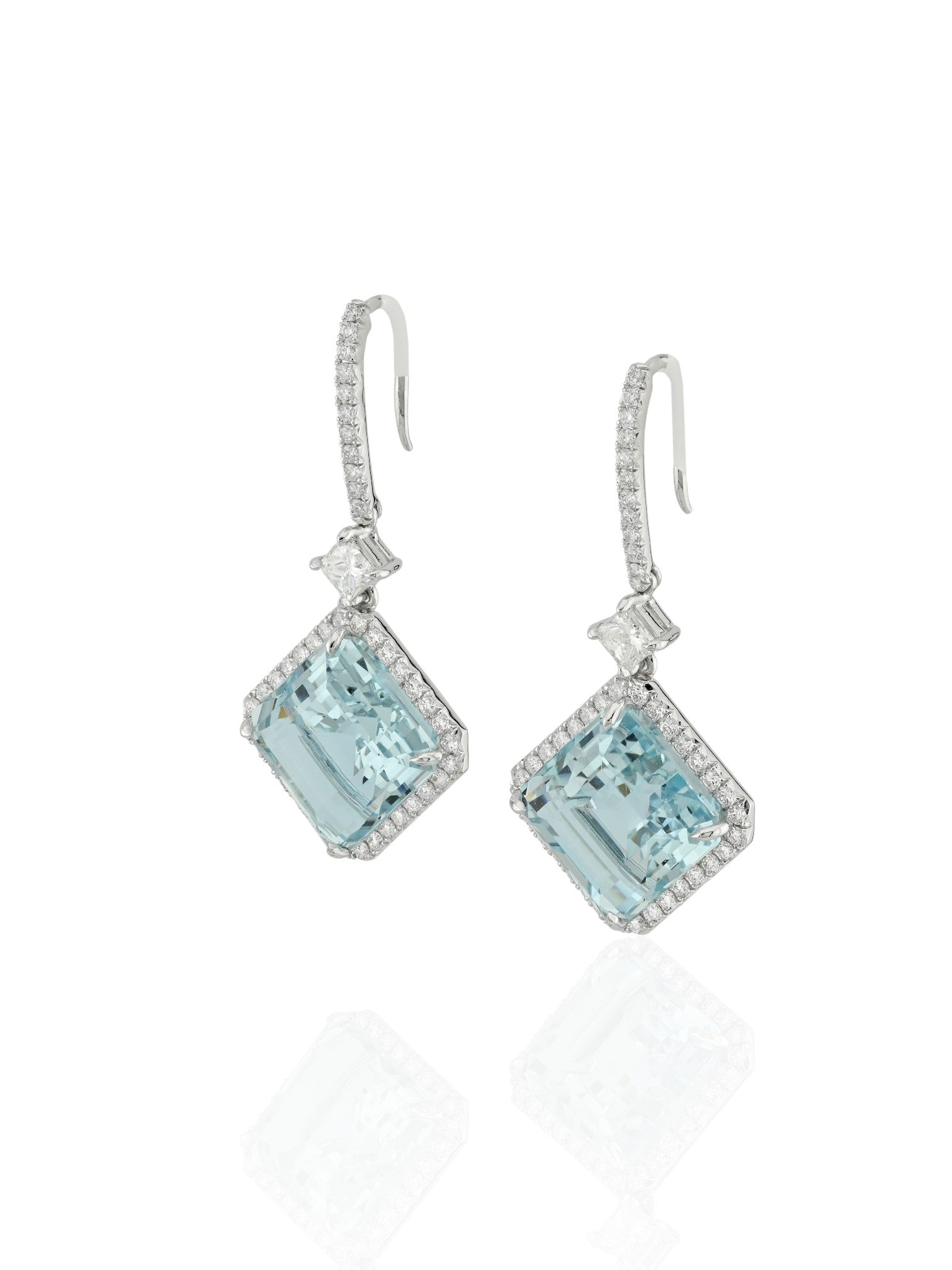 Sophia D Aquamarine Diamond Drop Earrings Platinum