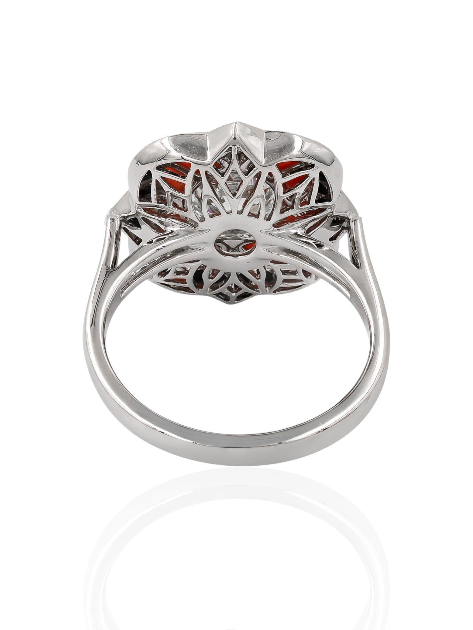 Sophia D Diamond, Coral Onyx and Diamond Ring Platinum