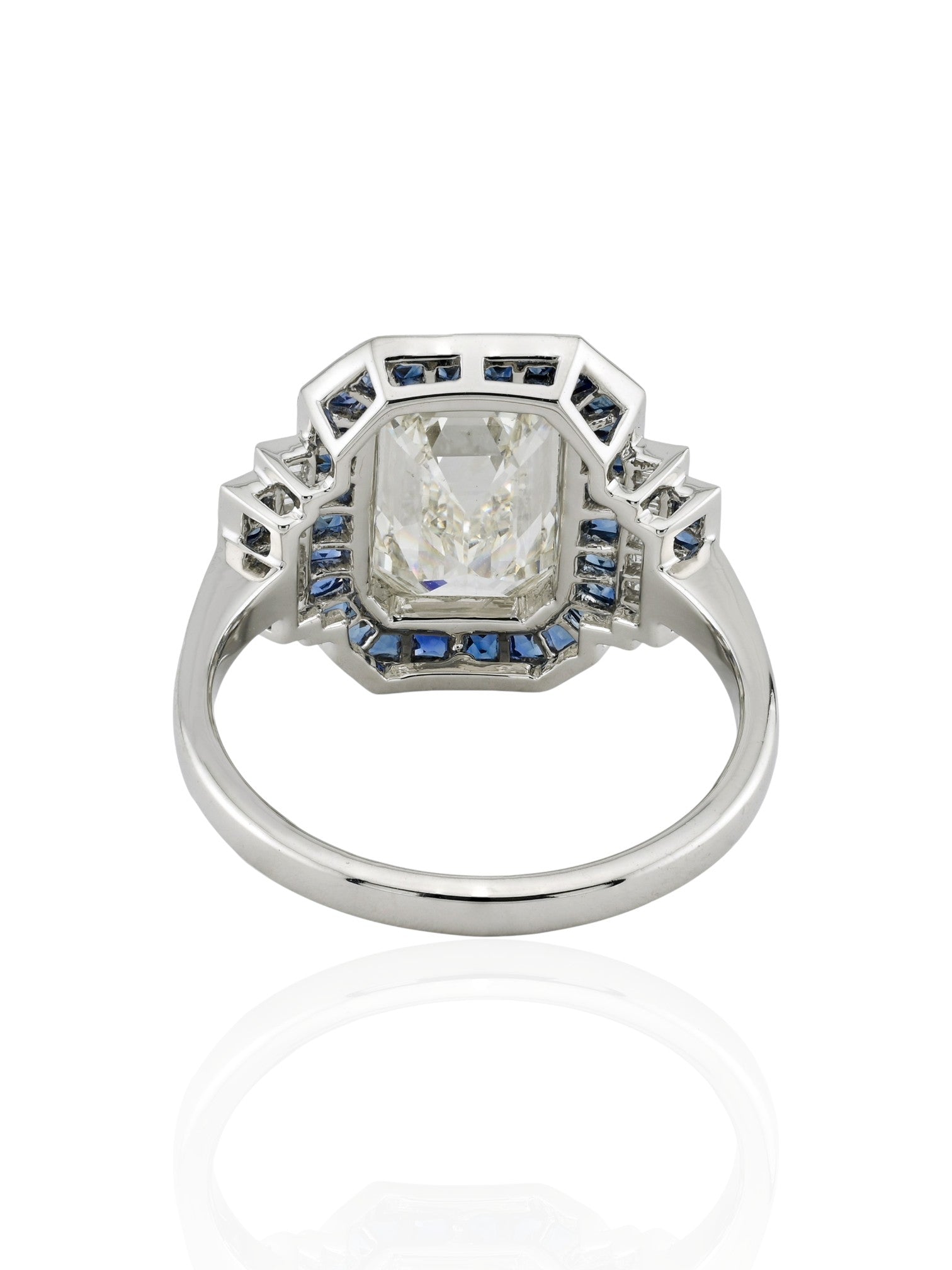 Sophia D Art Deco Mosaic Sapphire and Diamond Ring Platinum