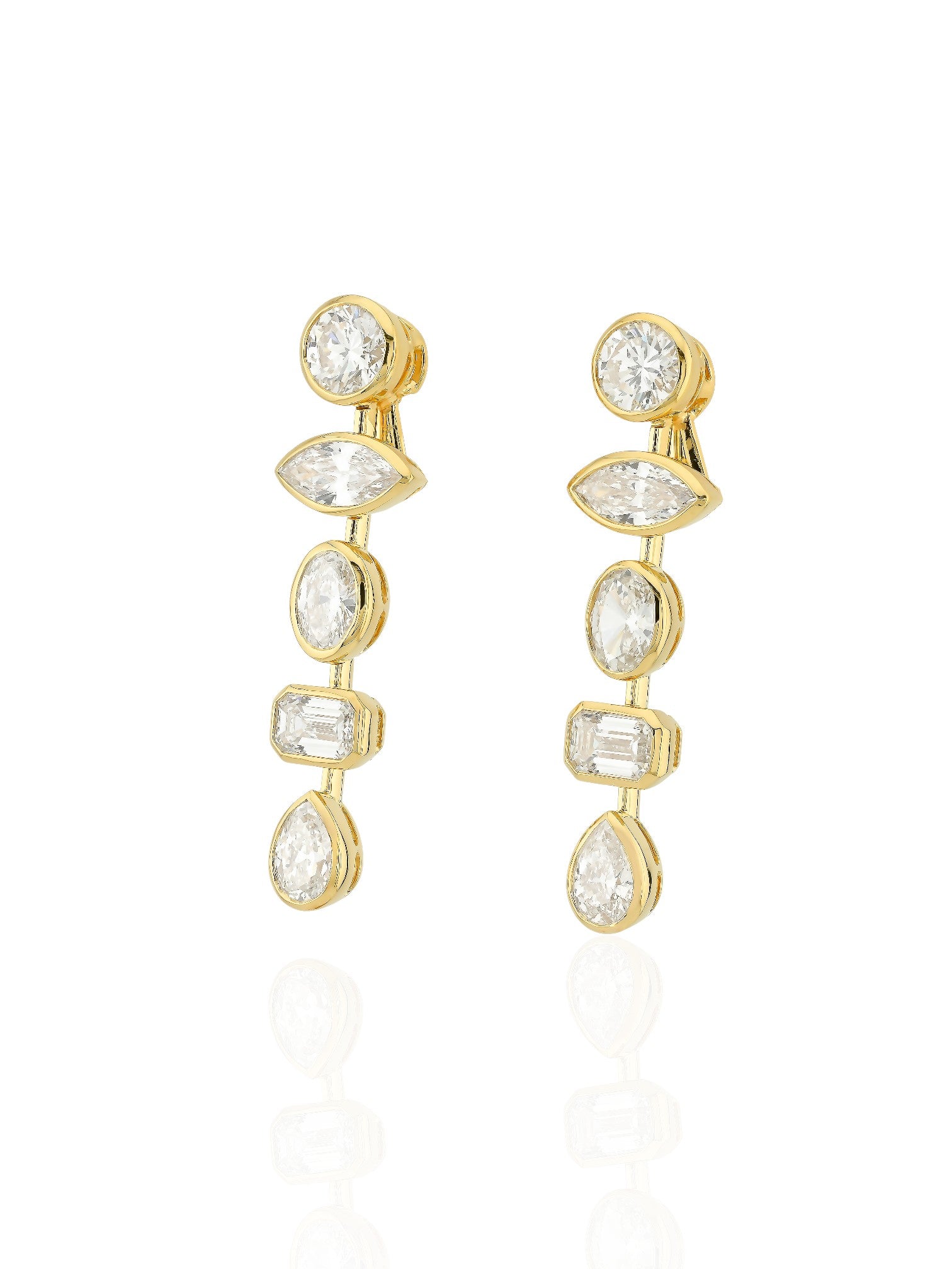 Sophia D Mixed Cut Diamond Drop Earrings 18K Yellow Gold