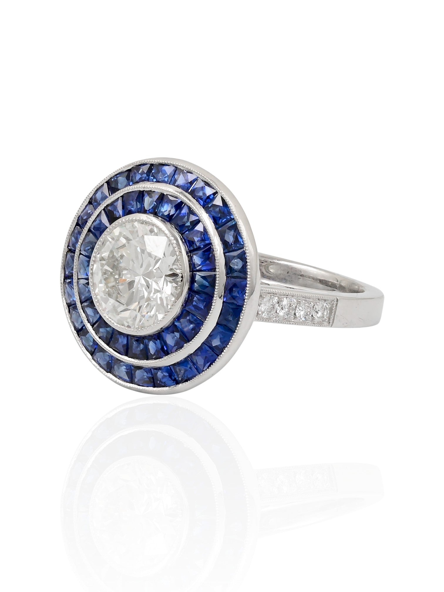 Sophia D Diamond and Sapphire Halo Ring Platinum