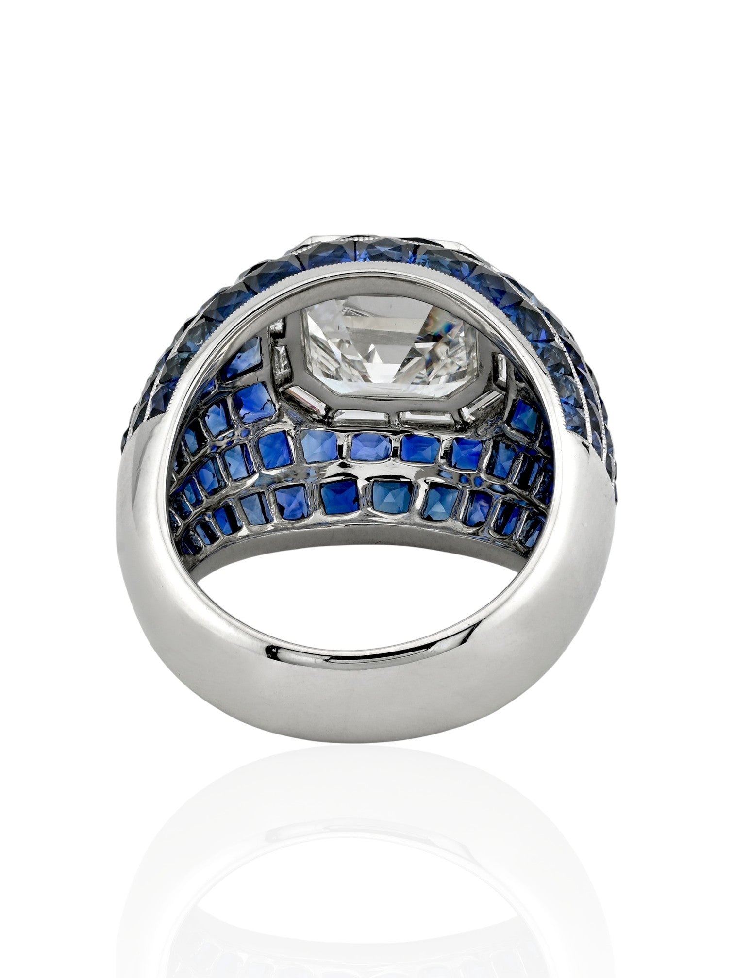 Sophia D Art Deco Mosaic Sapphire and Diamond Ring Platinum