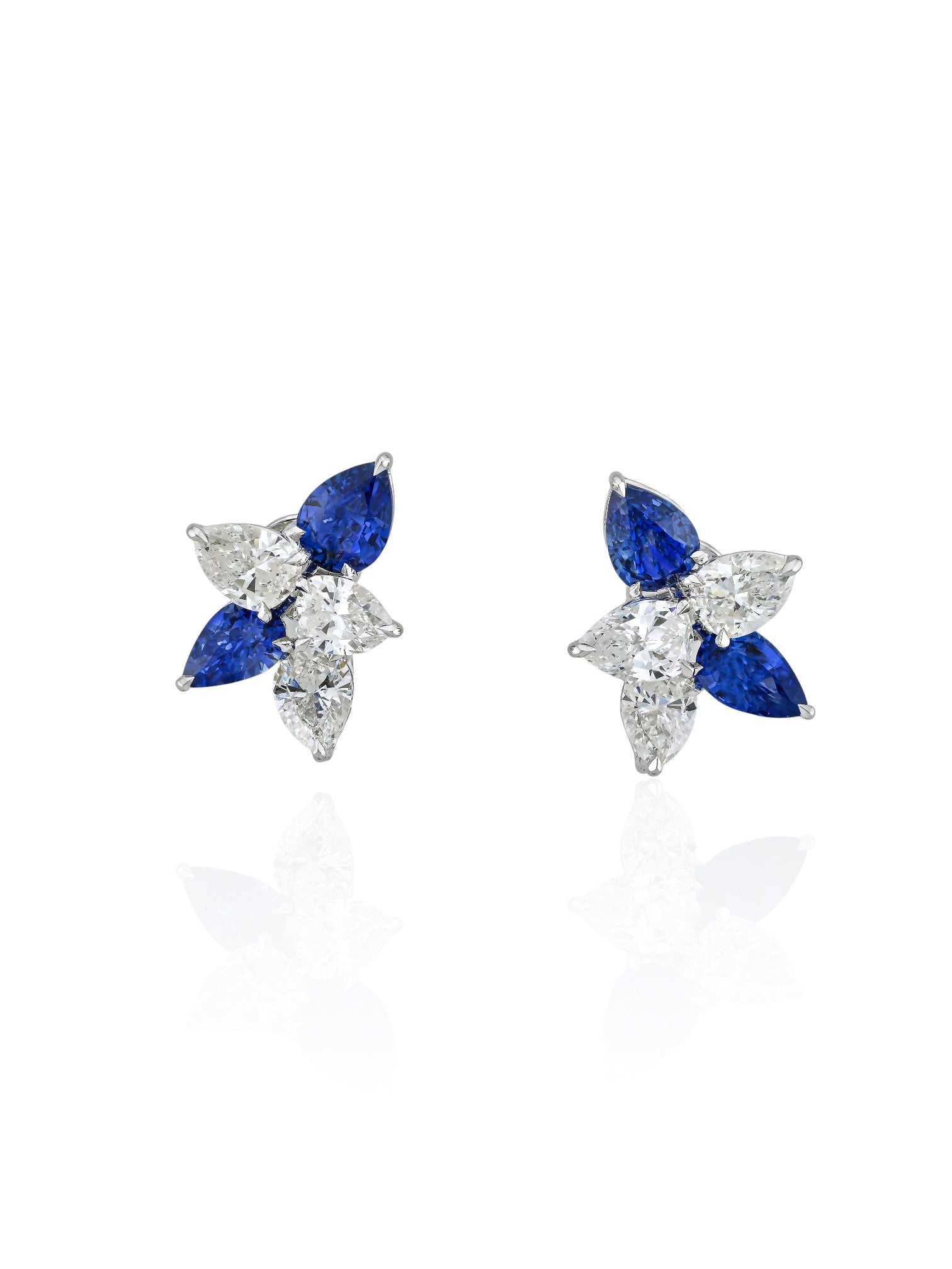 Sophia D Sapphire and Diamond Cluster Earrings Platinum