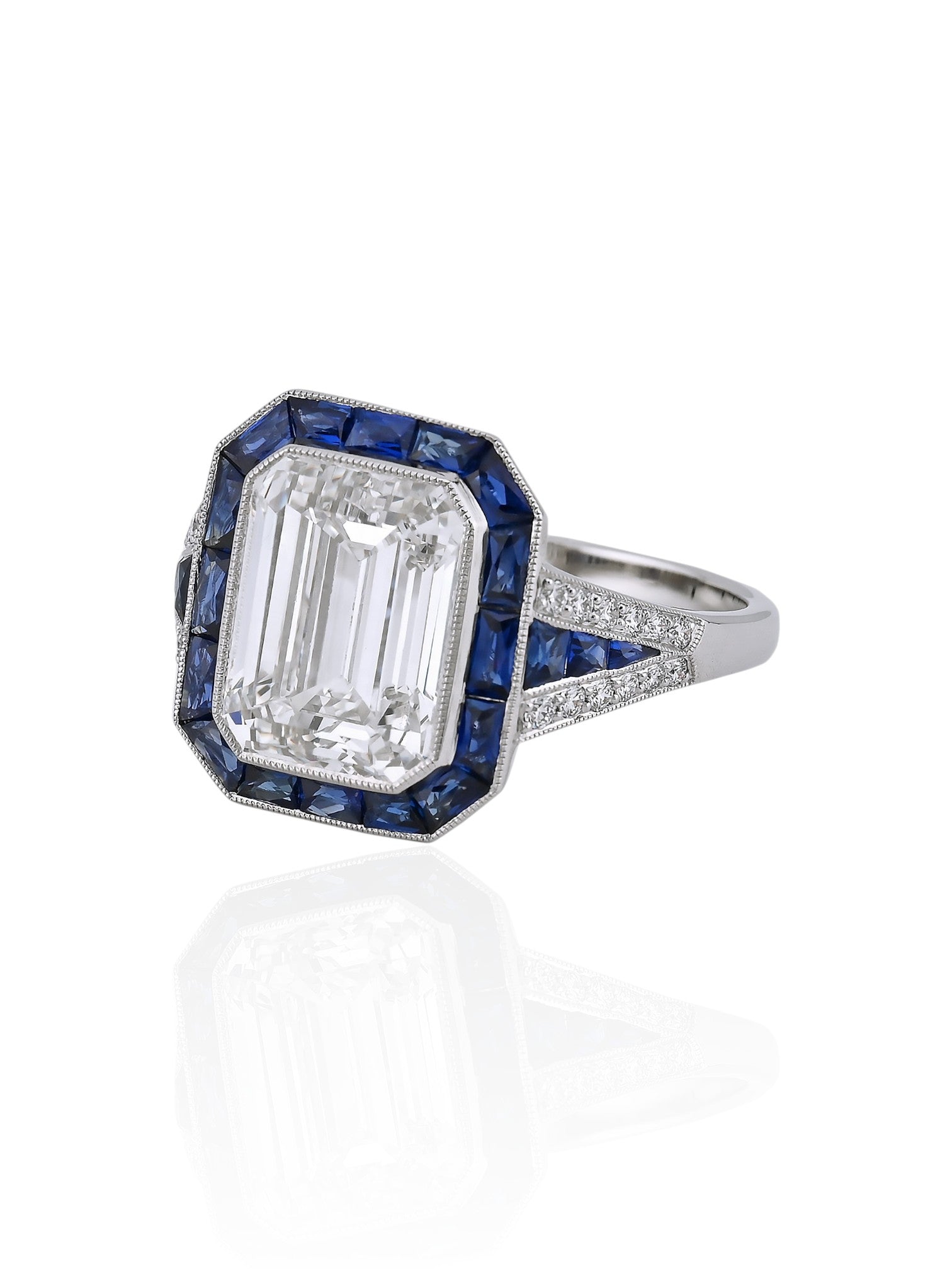 Sophia D Sapphire and Diamond Mosaic Ring Platinum