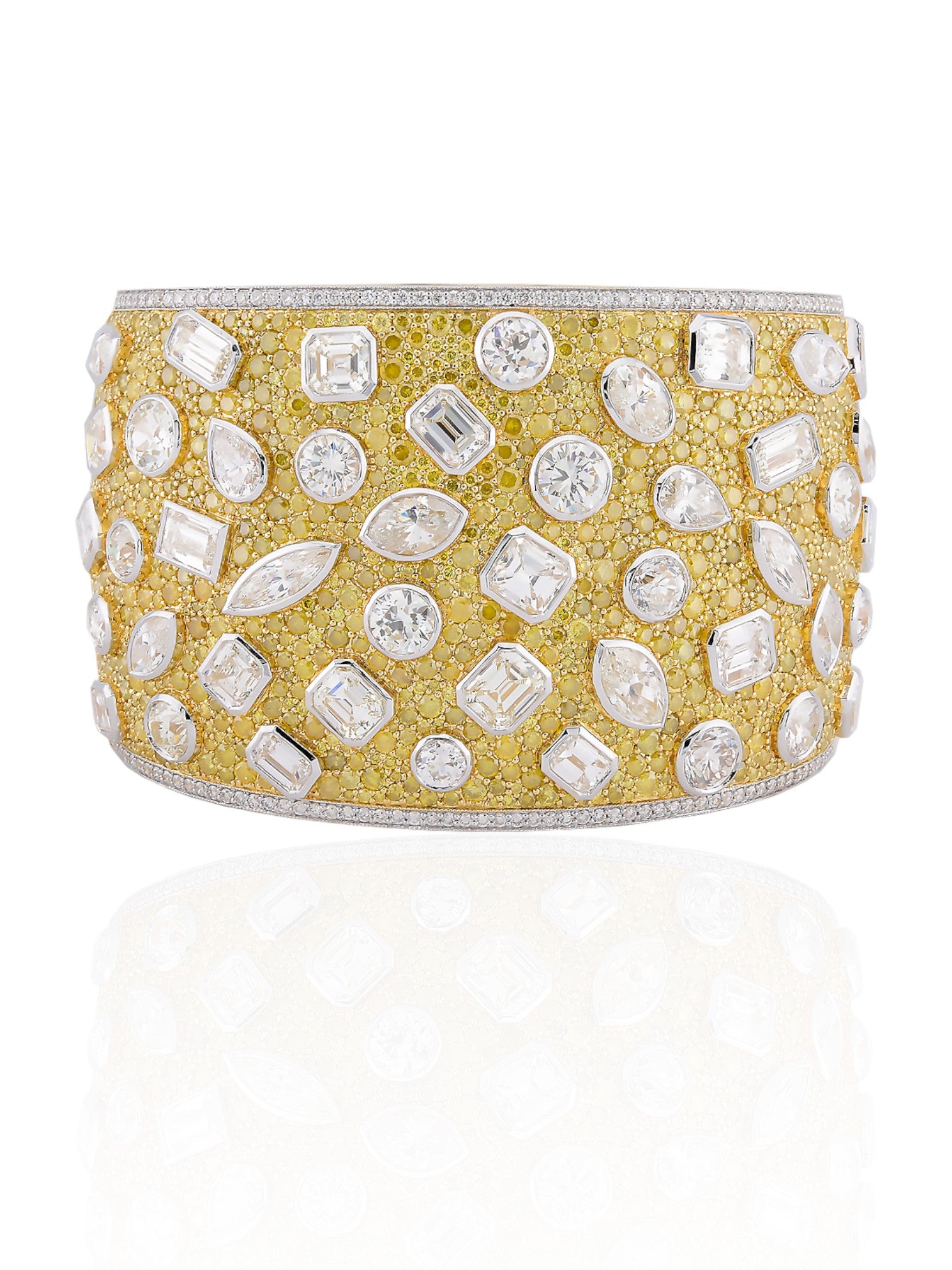 Sophia D Yellow and White Diamond Mixed-Shape 18K Yellow Gold Bangle