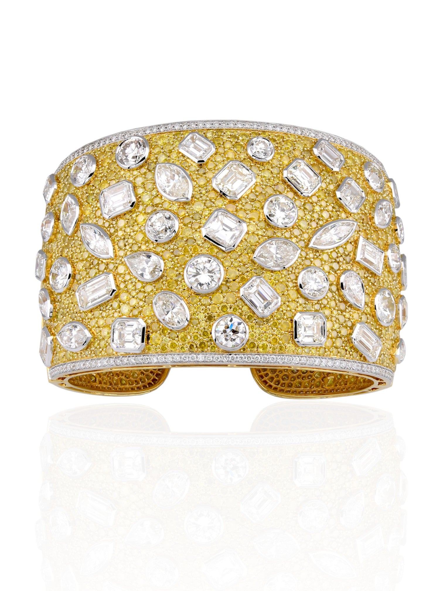 Sophia D Yellow and White Diamond Mixed-Shape 18K Yellow Gold Bangle