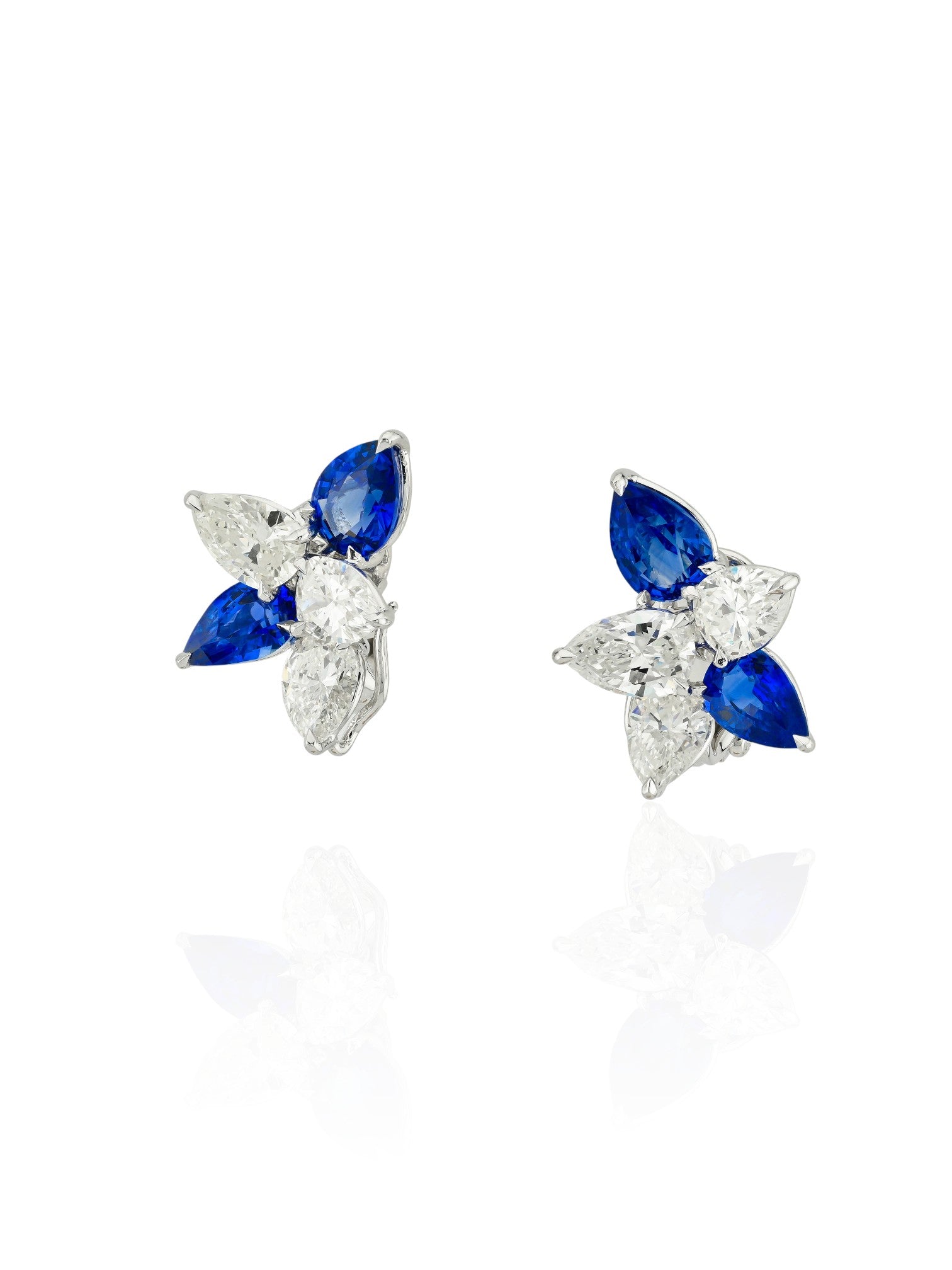 Sophia D Sapphire and Diamond Cluster Earrings Platinum