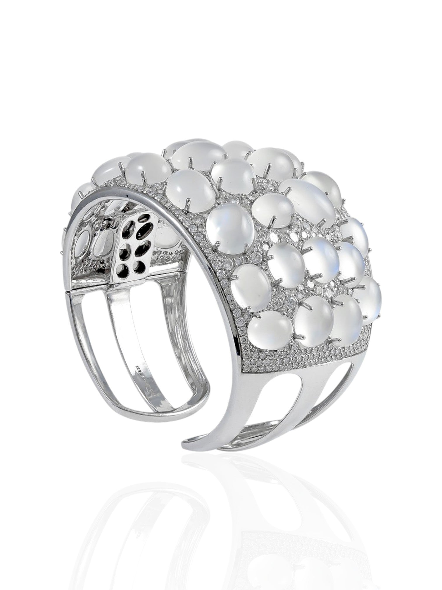 Sophia D Moonstone and Diamond Bangle 18K White Gold
