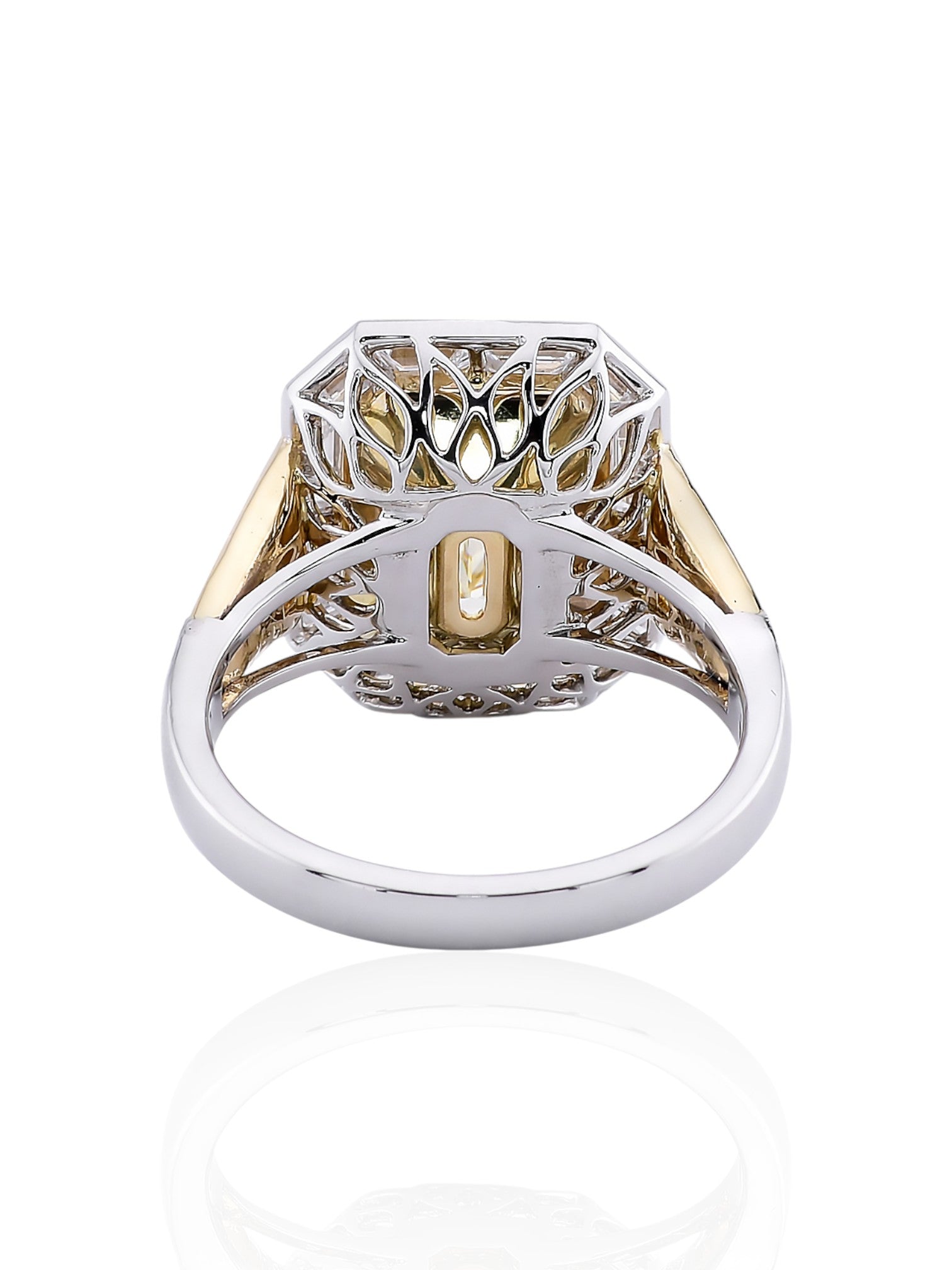 Sophia D Art Deco Mosaic Yellow Diamond Ring in Platinum and 18K Yellow Gold