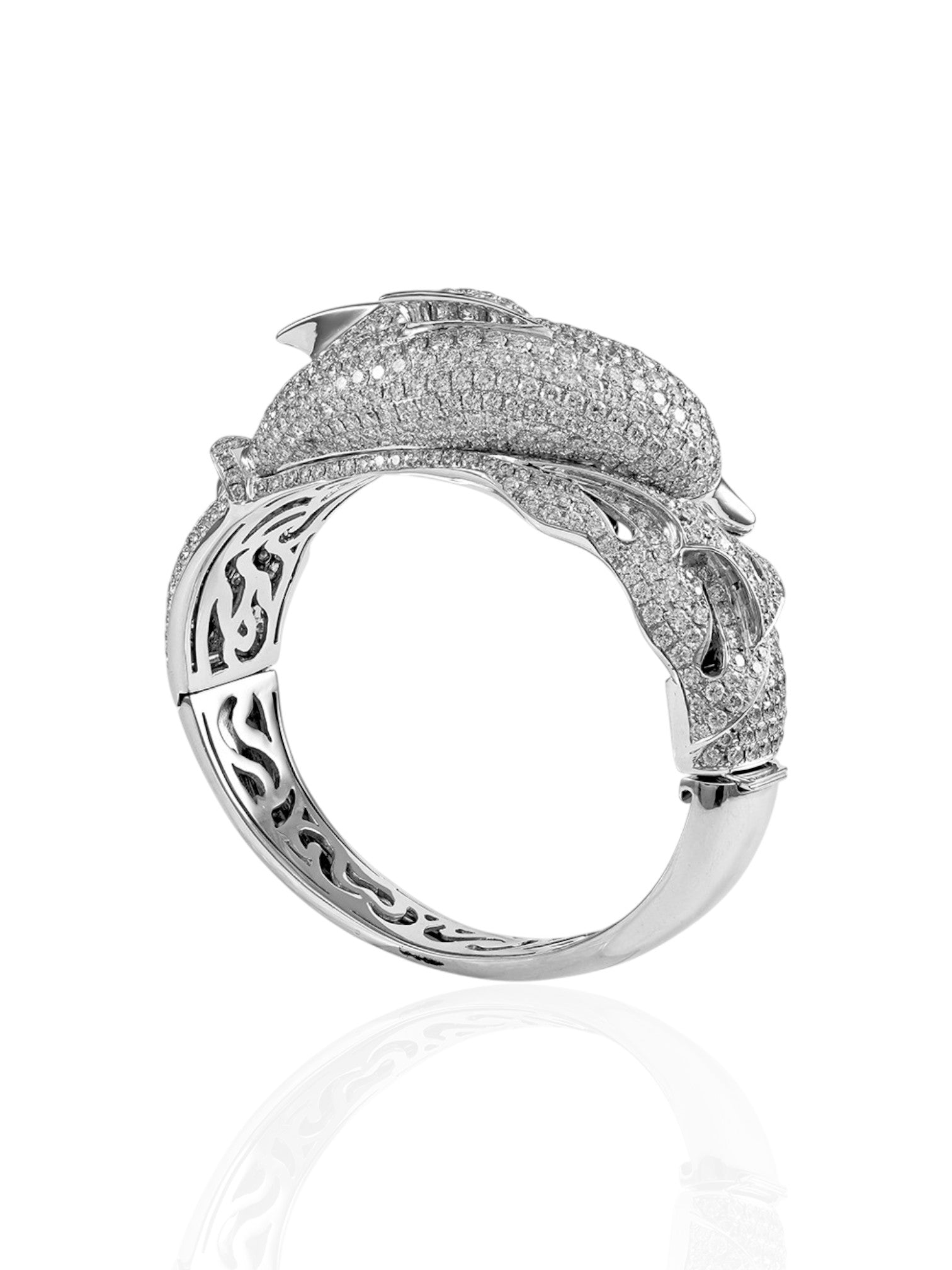 Sophia D Diamond Dolphin Bangle 18K White Gold