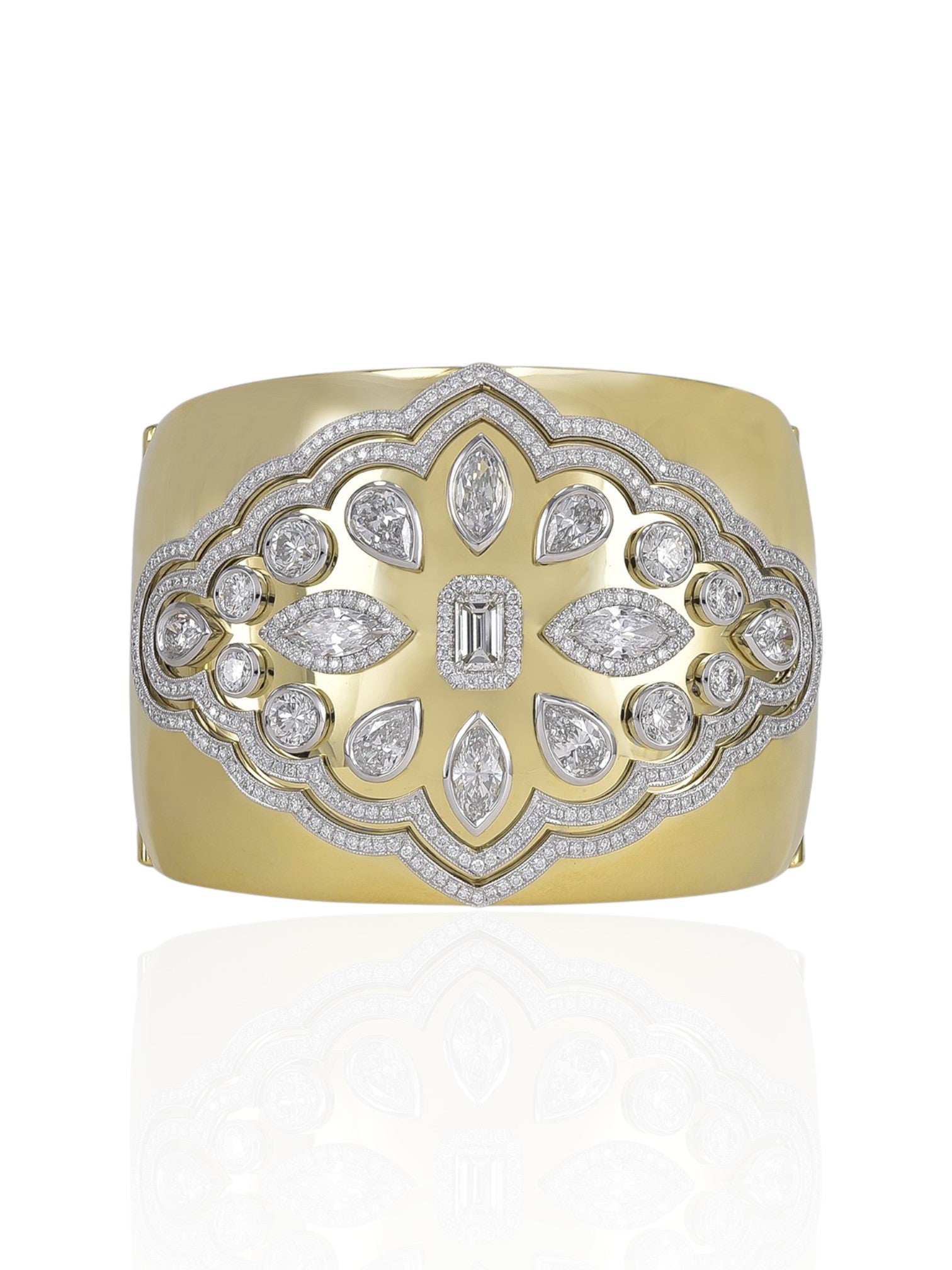Sophia D Fancy Shape Diamond Cuff Bracelet 18K Yellow Gold