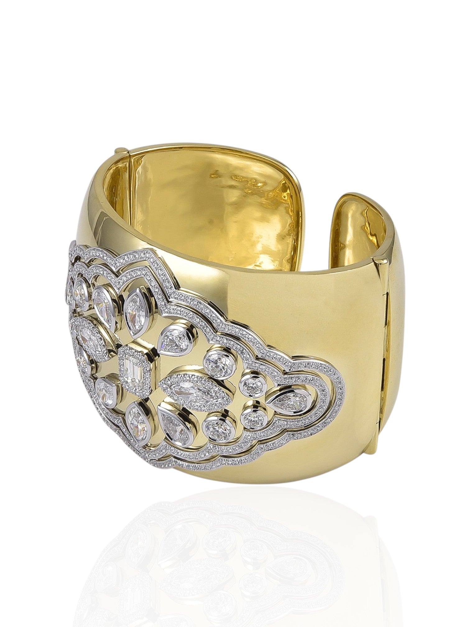 Sophia D Fancy Shape Diamond Cuff Bracelet 18K Yellow Gold