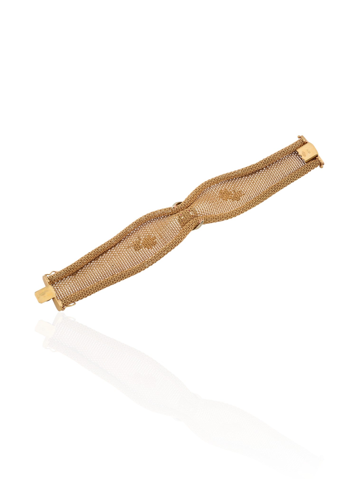 Sophia D Vintage Ruby Mesh Bracelet in 18K Yellow Gold