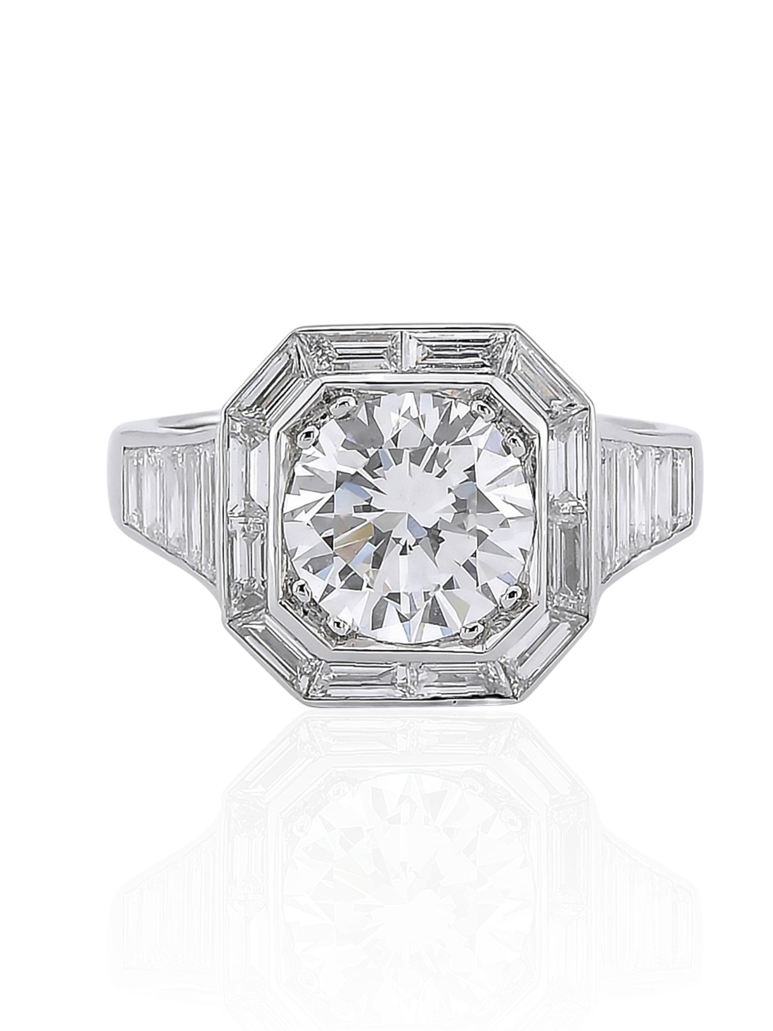 Sophia D Art Deco Mosaic Diamond Ring in Platinum