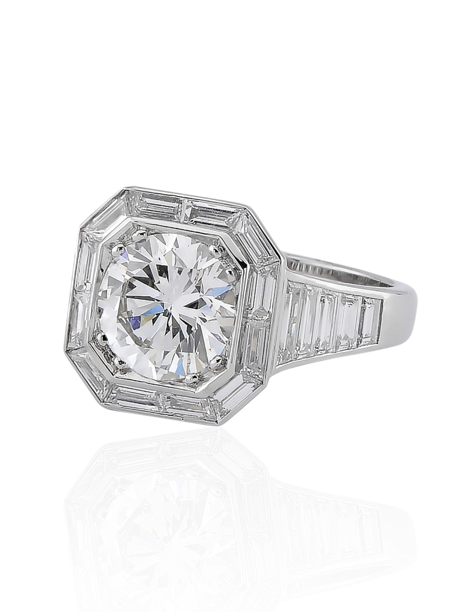 Sophia D Art Deco Mosaic Diamond Ring in Platinum