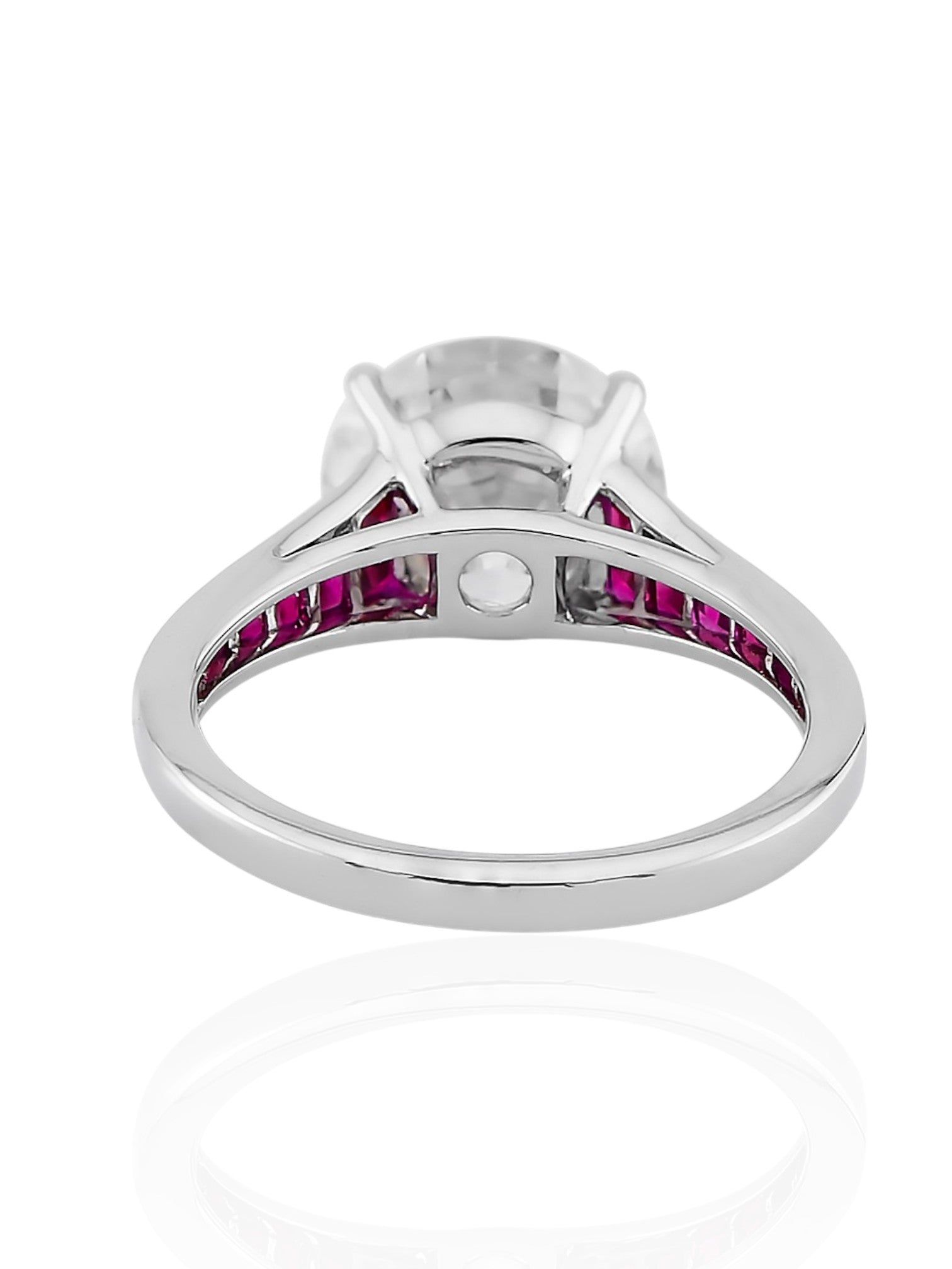 Sophia D Art Deco Old European Cut Diamond and Ruby Ring in Platinum