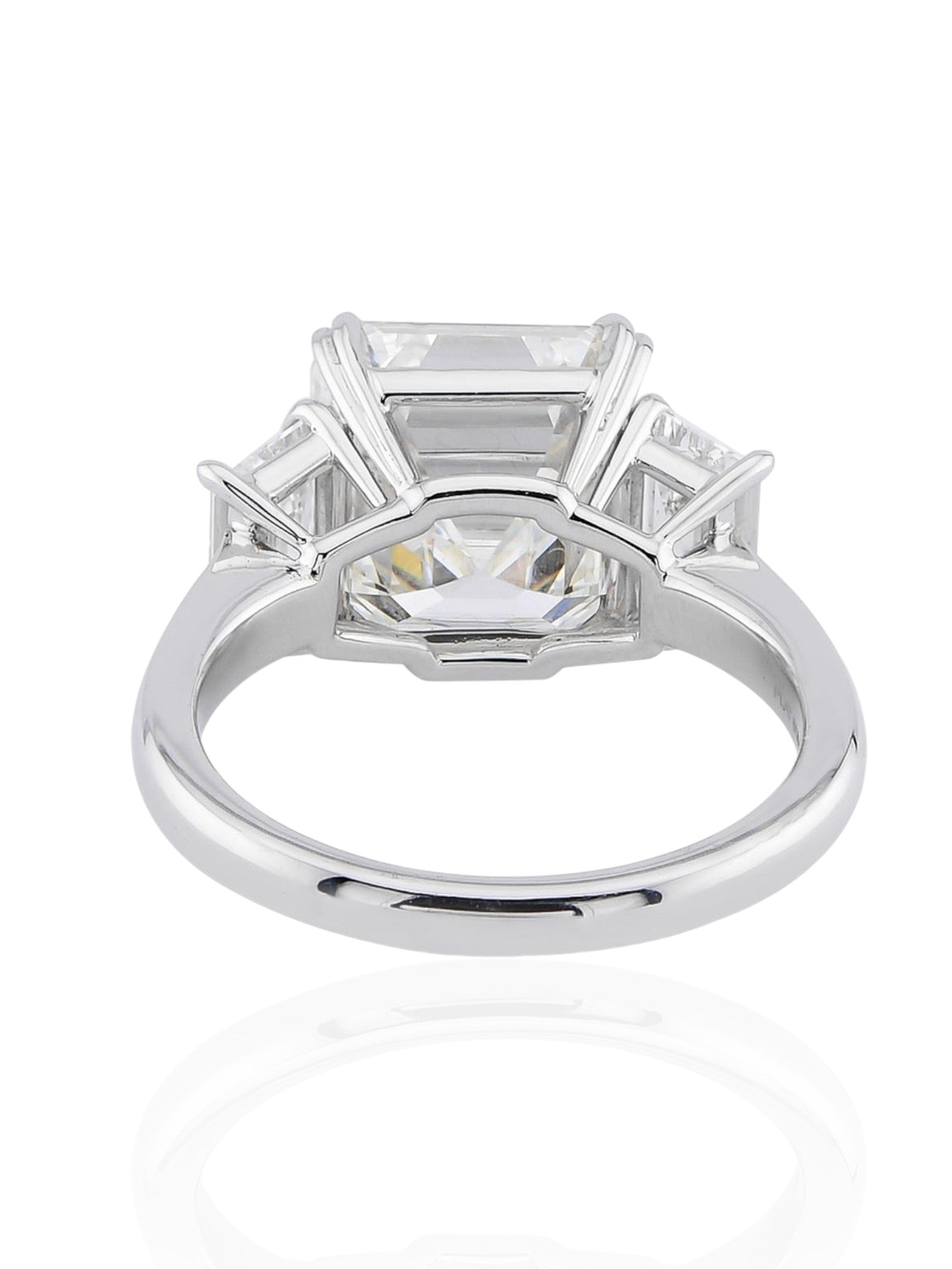 Sophia D Art Deco Style Ascher-Cut Diamond Three-Stone Ring in Platinum