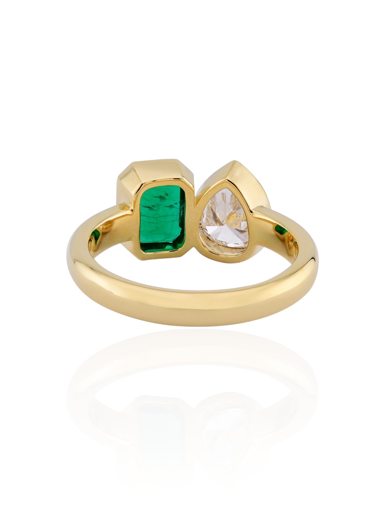Sophia D 18K Yellow Gold Emerald and Pear-Shaped Diamond Ring