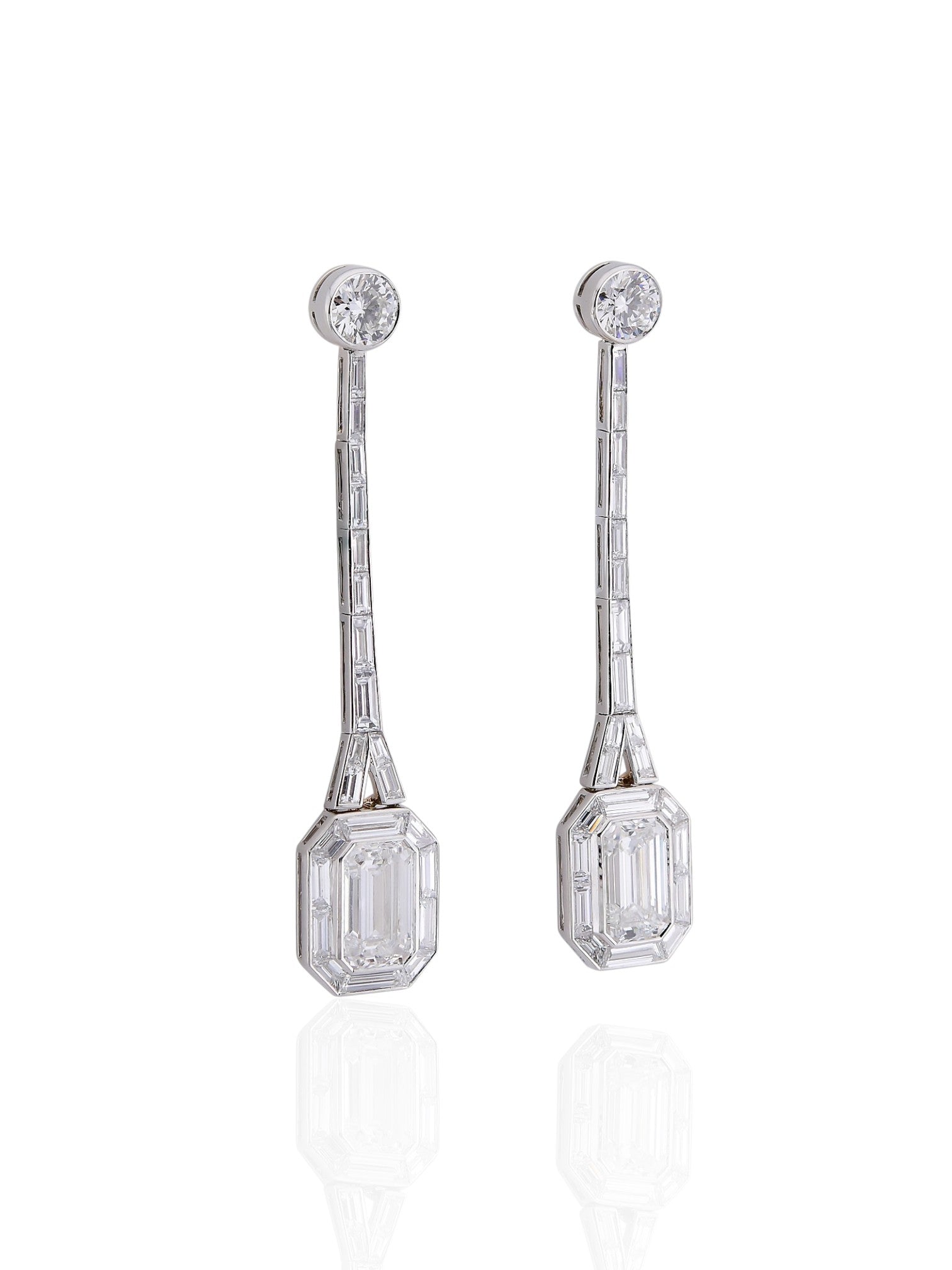 Sophia D Mosaic Art Deco Diamond Earrings in Platinum and 18K Yellow Gold