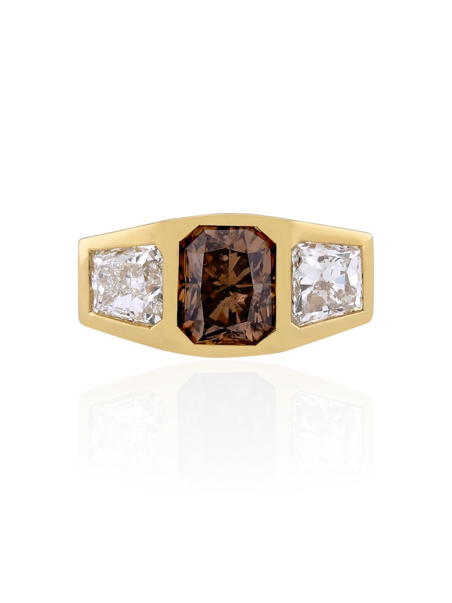 Sophia D Three-Stone Brown Diamond Ring in 18K Yellow Gold