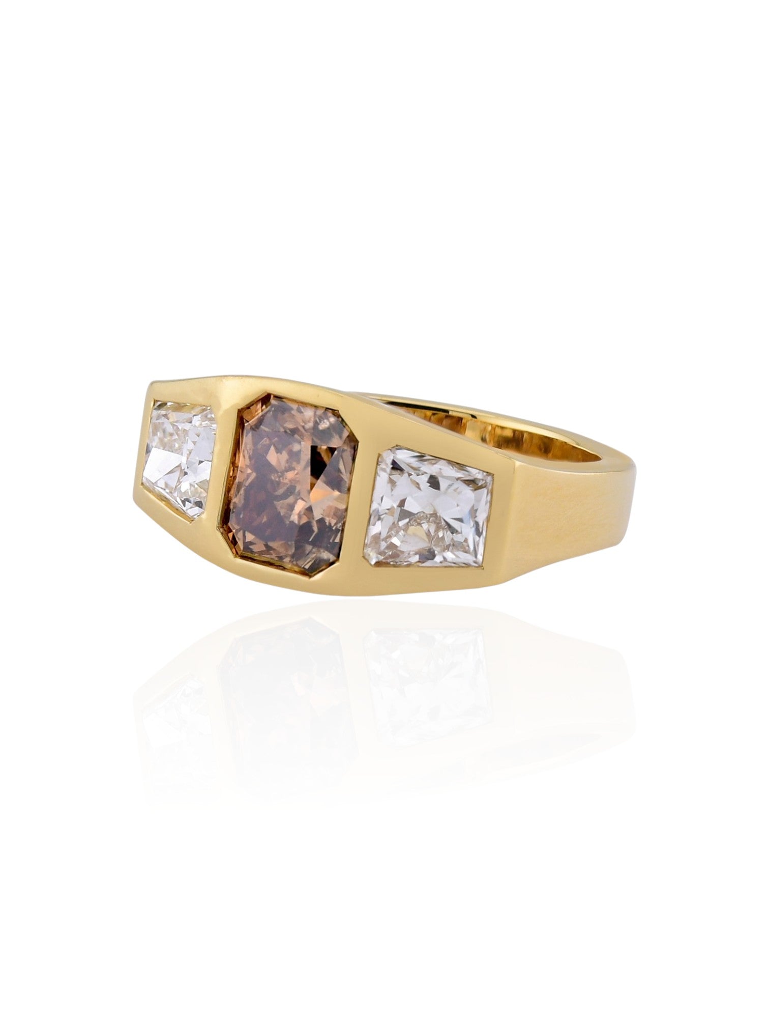 Sophia D Three-Stone Brown Diamond Ring in 18K Yellow Gold