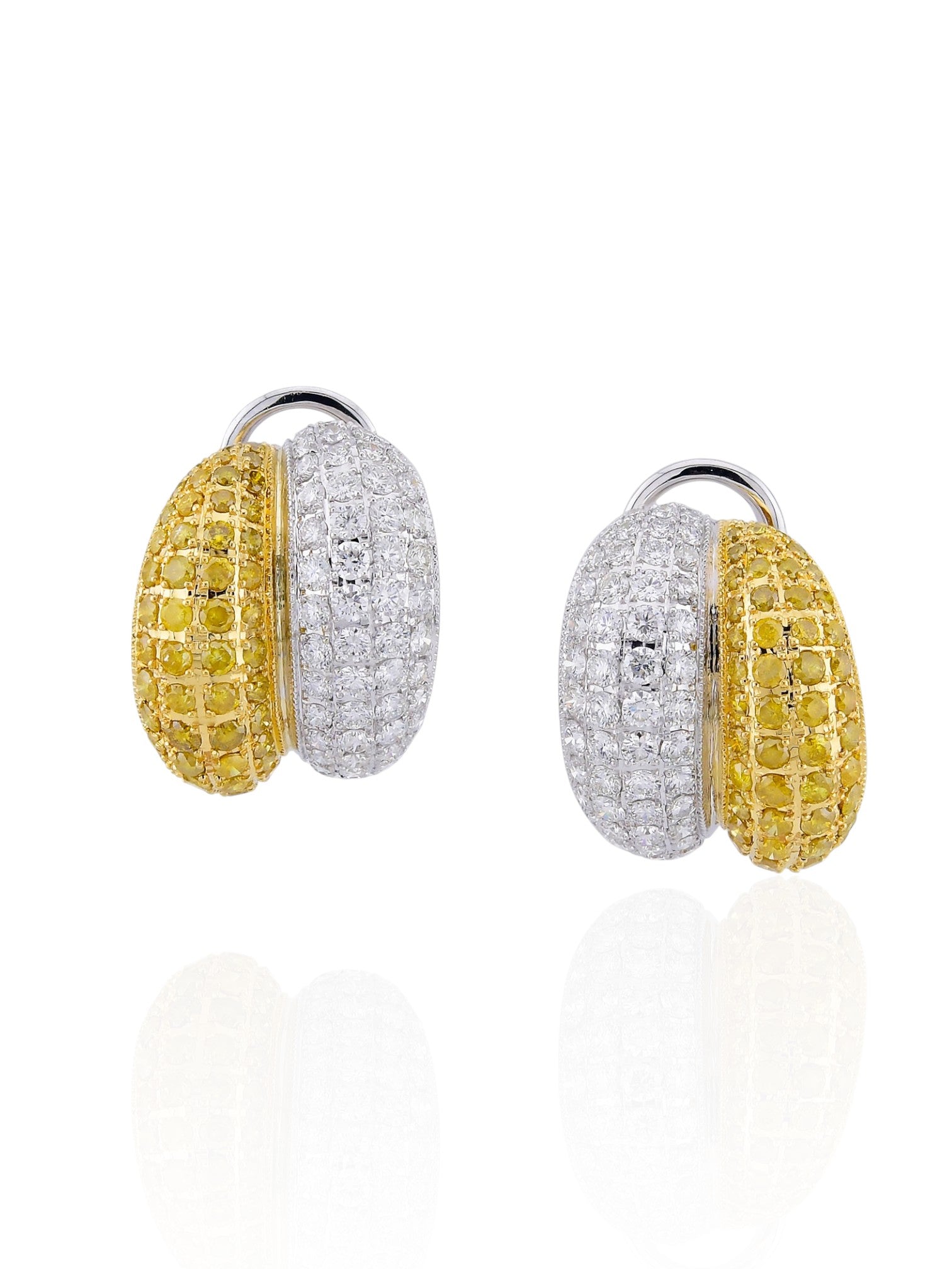 Sophia D Art Deco Yellow and White Diamond Earrings in Platinum and 18K Yellow Gold