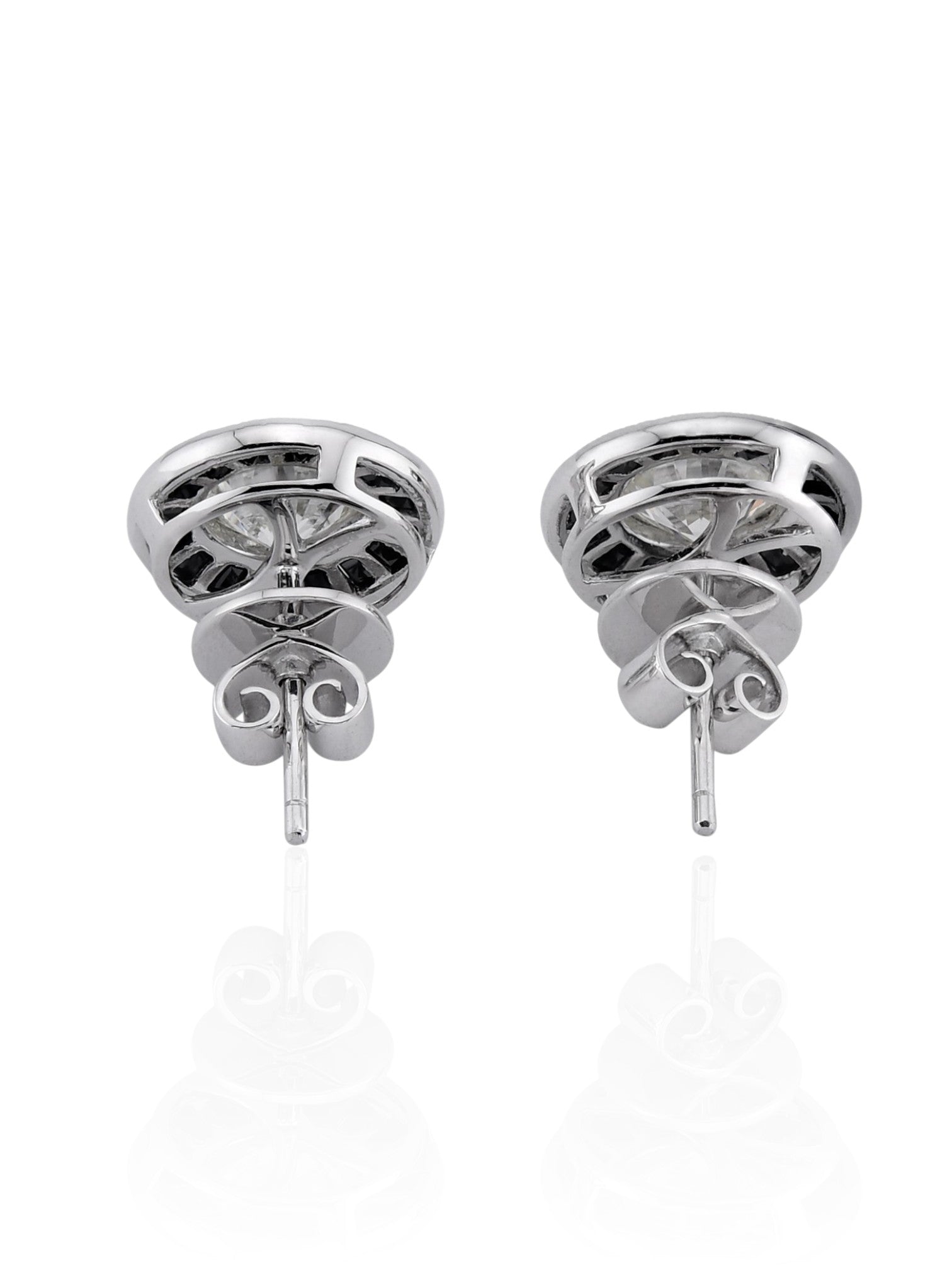 Sophia D Platinum Diamond and Onyx Stud Earrings