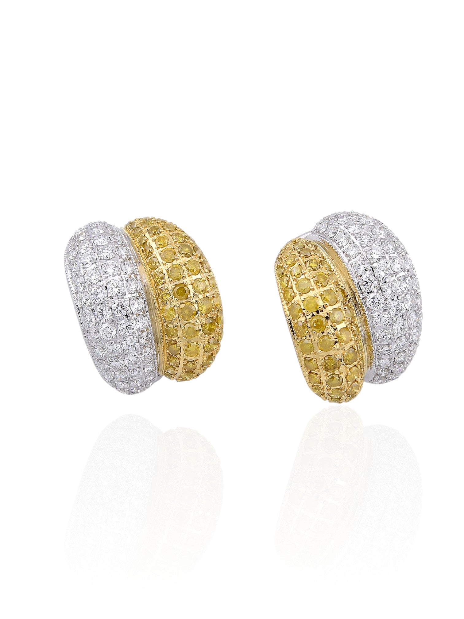 Sophia D Art Deco Yellow and White Diamond Earrings in Platinum and 18K Yellow Gold