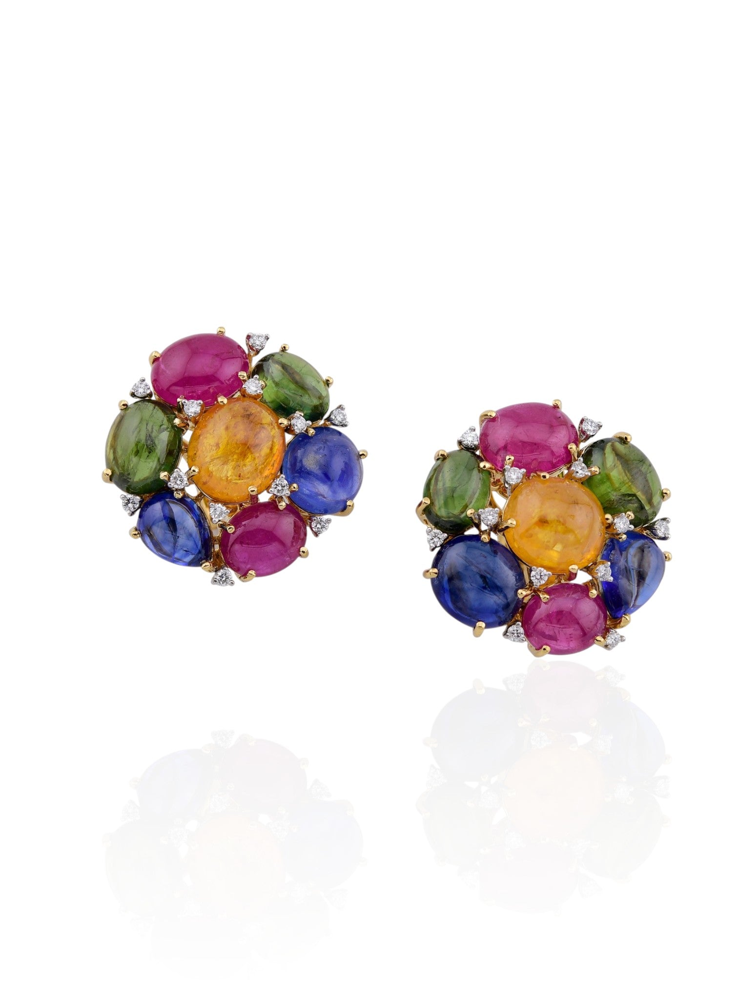 Sophia D Art Deco Multicolor Gemstone & Diamond Earrings in Platinum and 18K Yellow Gold