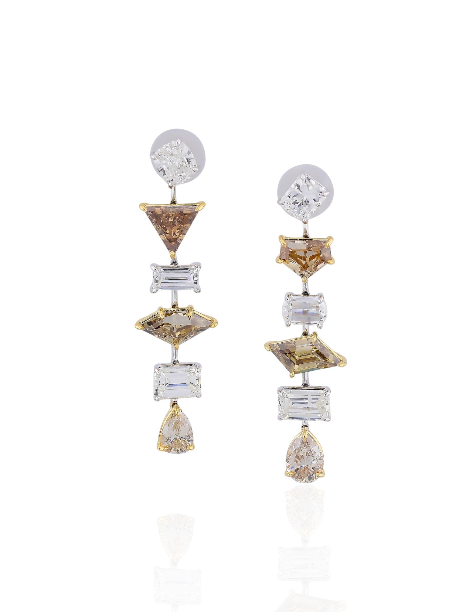 Sophia D Art Deco Diamond Drop Earrings in Platinum & 18K Yellow Gold