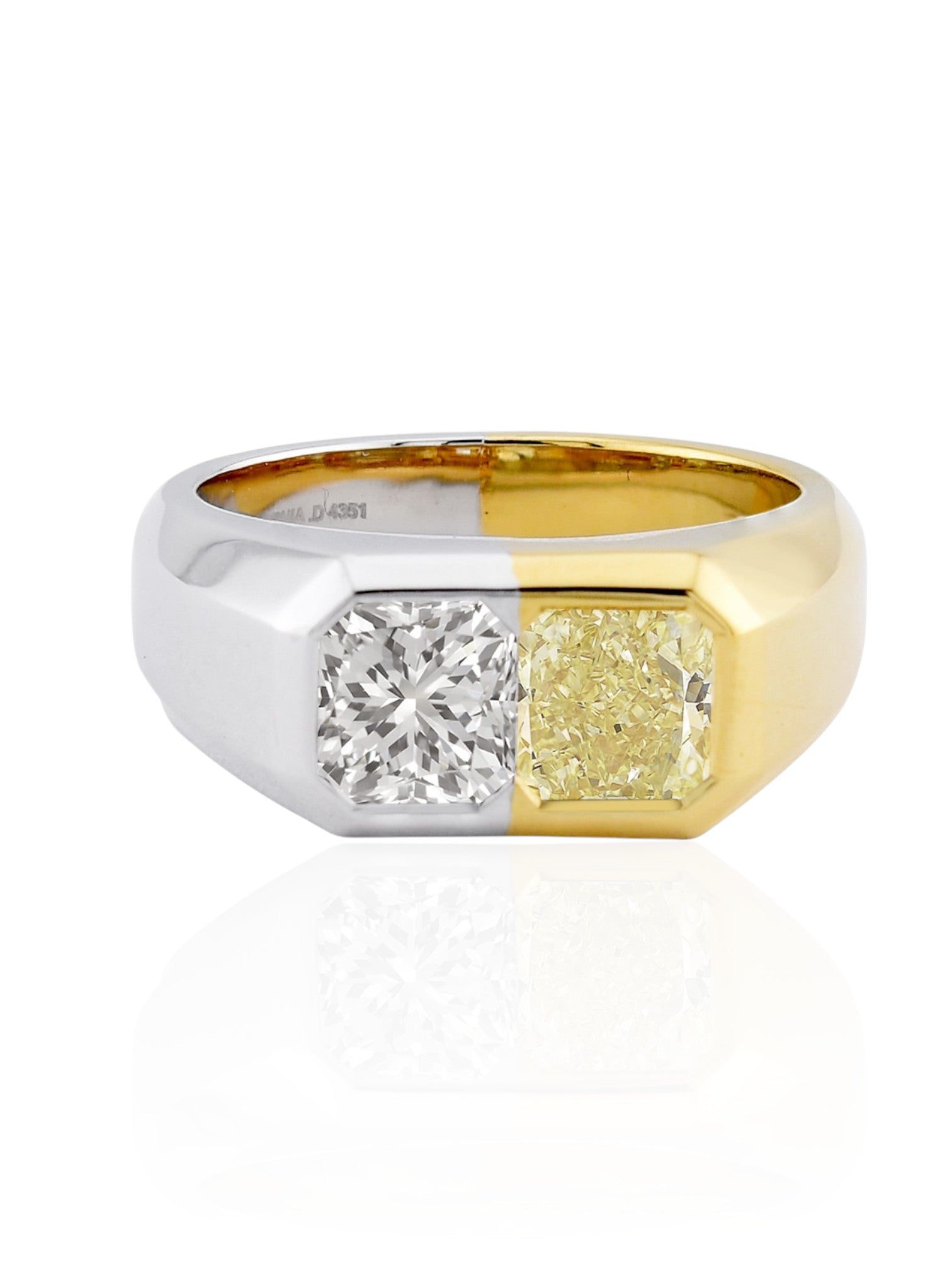 Sophia D Art Deco Two-Tone Diamond Ring in Platinum & 18K Yellow Gold