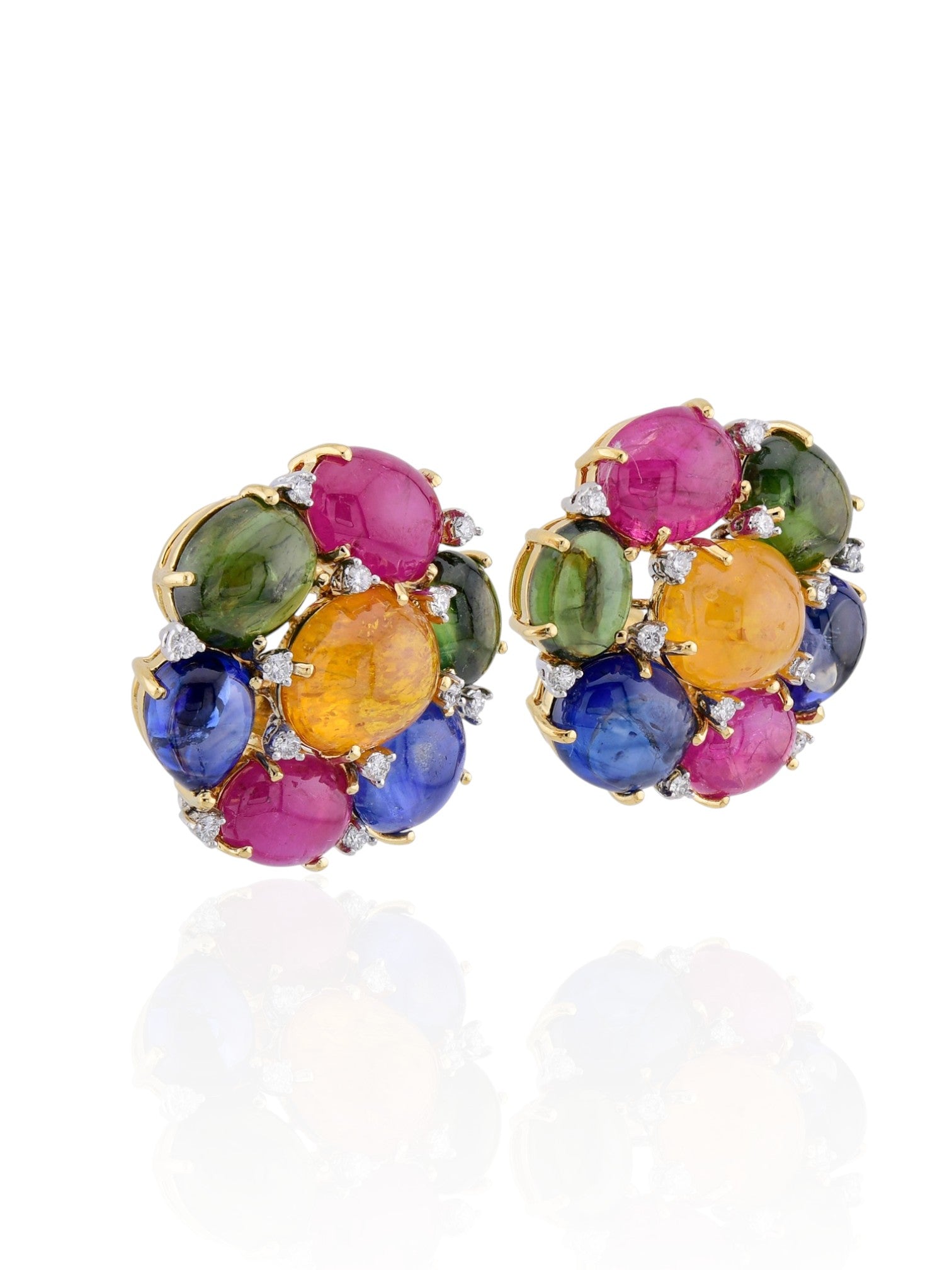 Sophia D Art Deco Multicolor Gemstone & Diamond Earrings in Platinum and 18K Yellow Gold