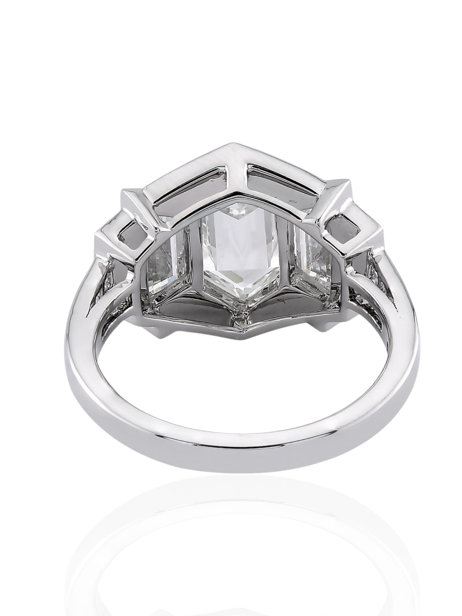 Sophia D Art Deco Mosaic Hexagon Diamond & Onyx Ring in Platinum
