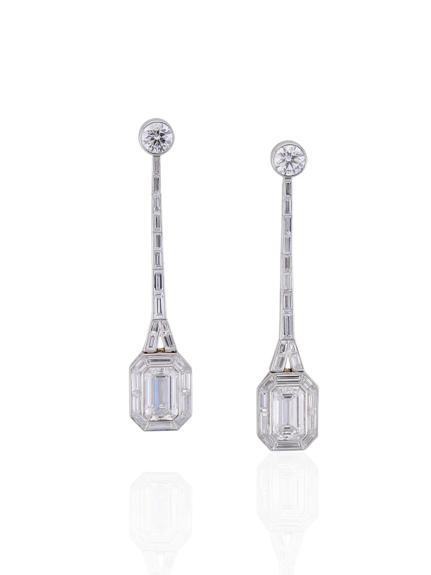 Sophia D Mosaic Art Deco Diamond Earrings in Platinum and 18K Yellow Gold
