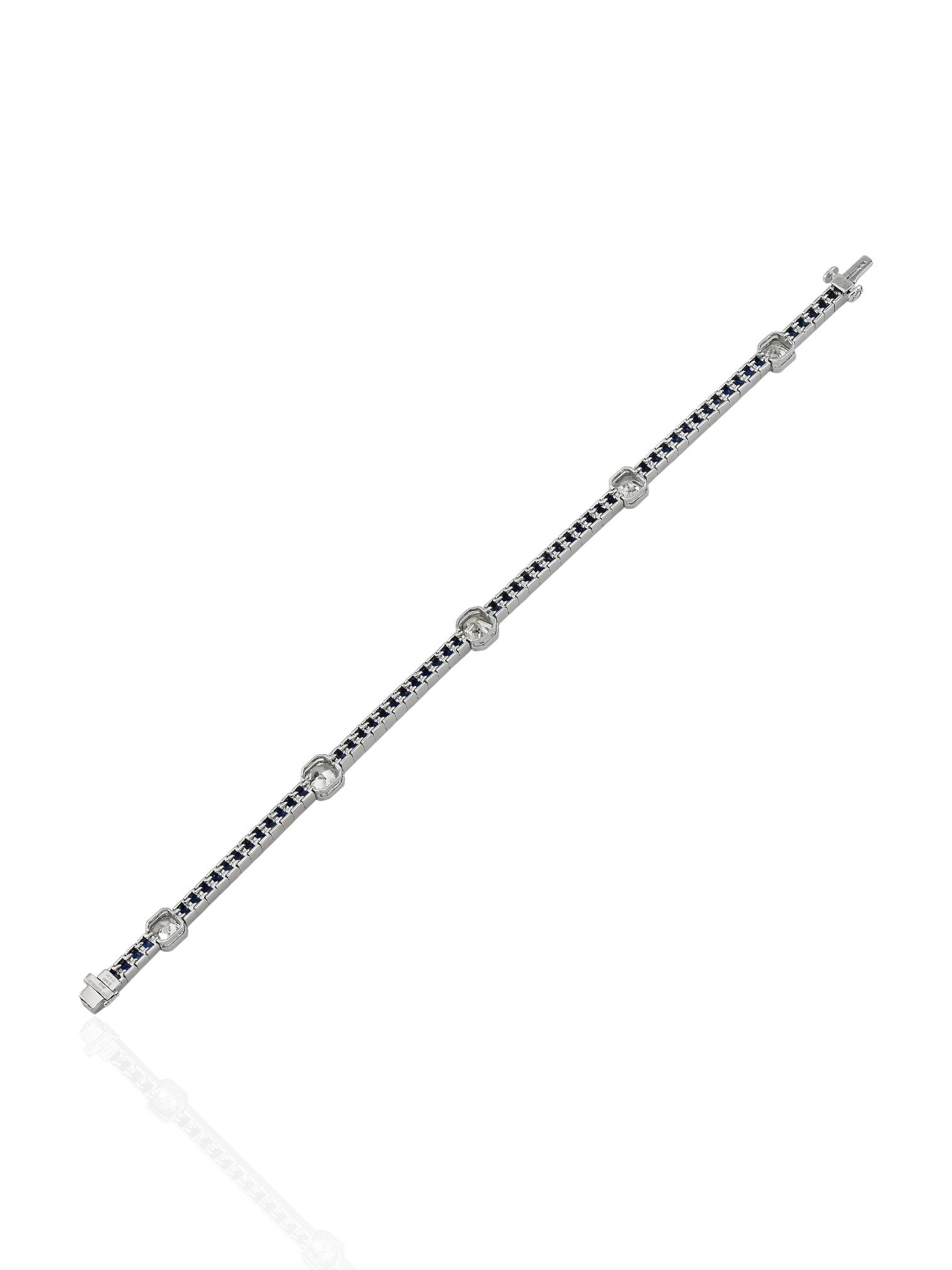 Sophia D Sapphire and Radiant Cut Diamond Bracelet in Platinum