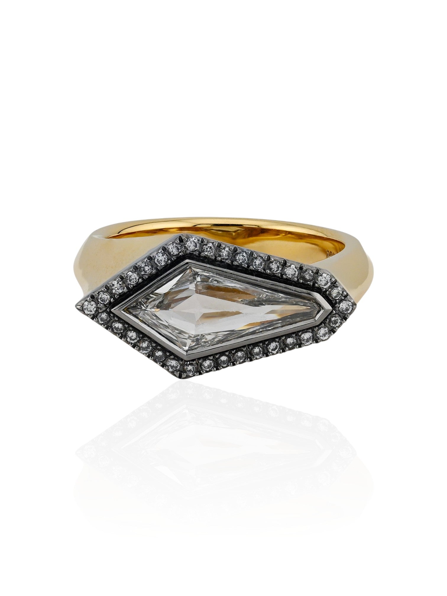 Sophia D Kite Shape Diamond Ring in Platinum and 18K Yellow Gold