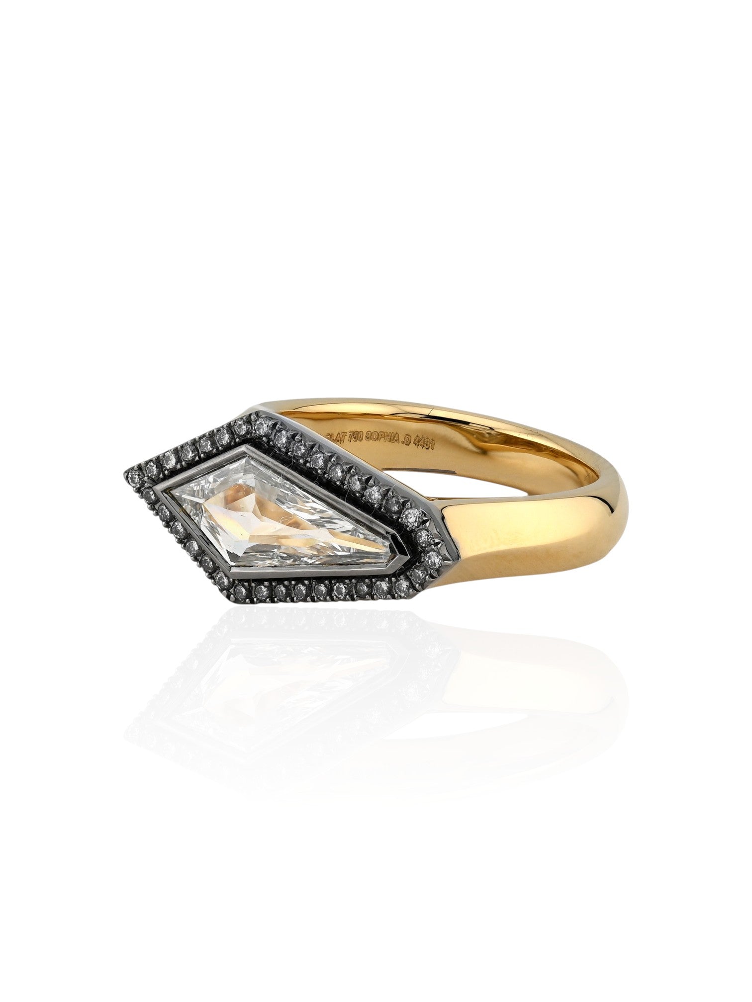Sophia D Kite Shape Diamond Ring in Platinum and 18K Yellow Gold