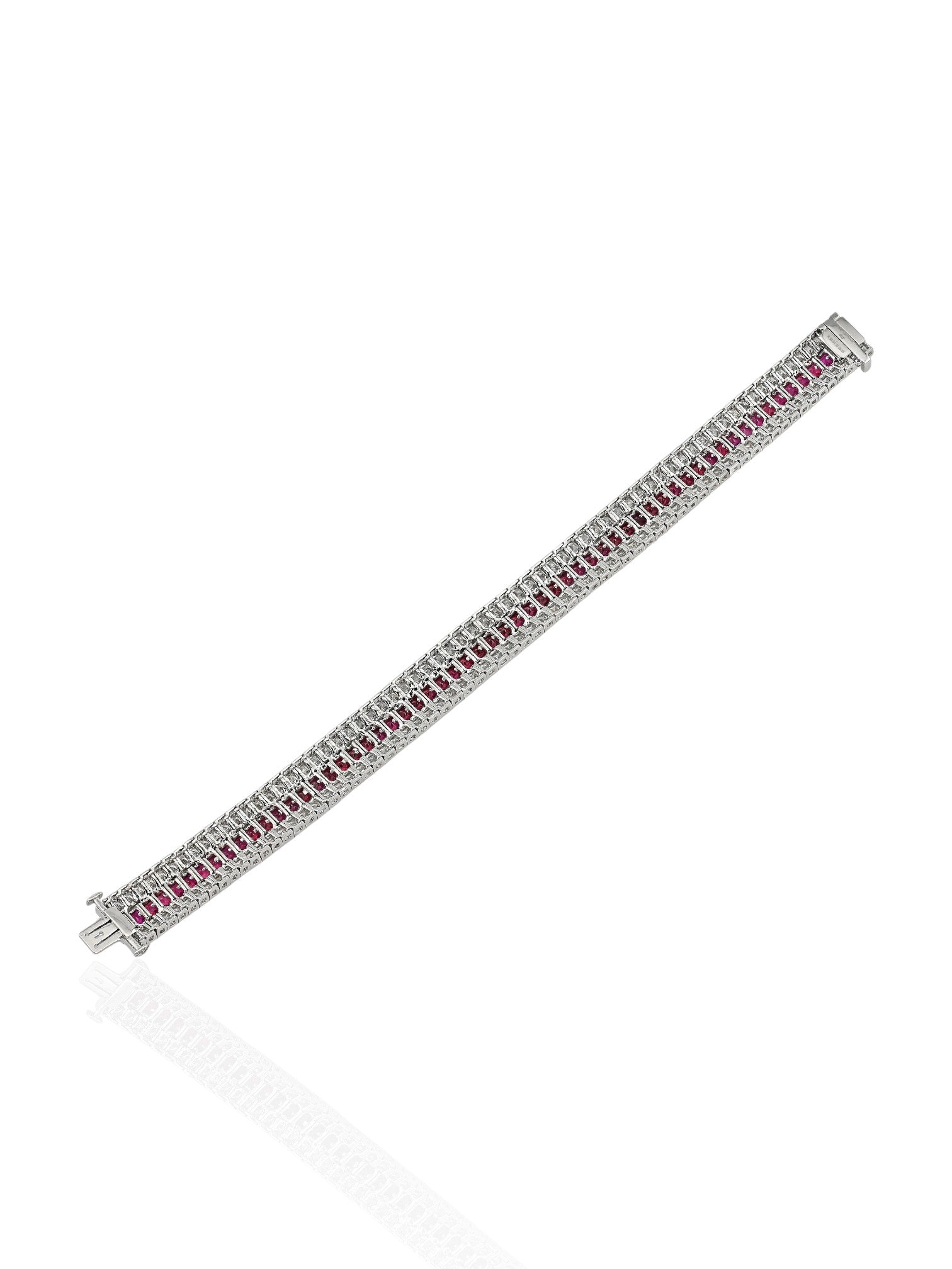 Sophia D Ruby and Diamond Three Row Bracelet in Platinum