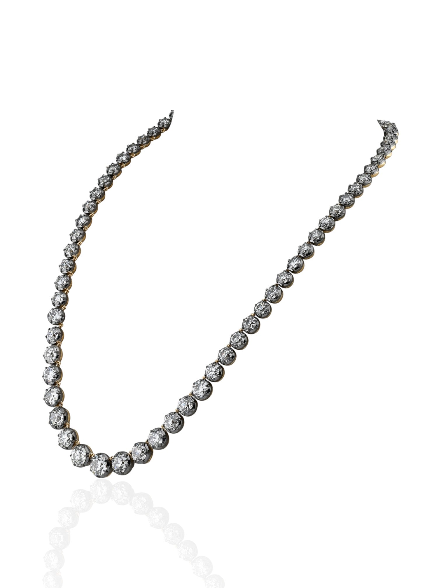 Sophia D Graduated Diamond Rivière Necklace in 18K Yellow Gold and Silver