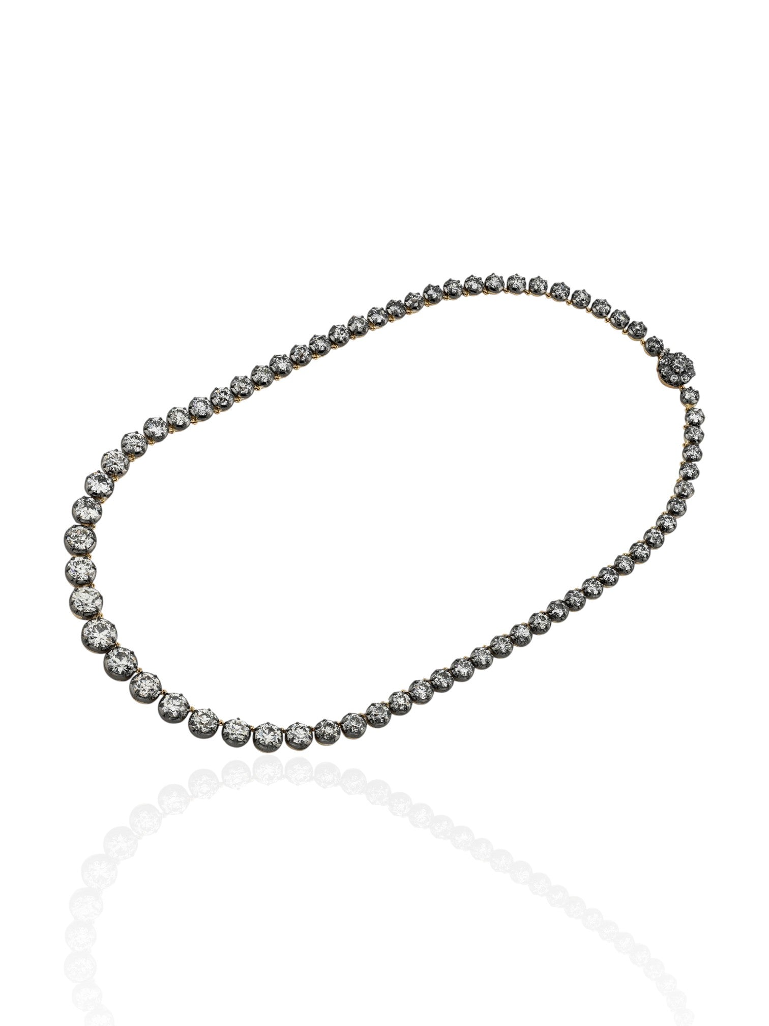 Sophia D Graduated Diamond Rivière Necklace in 18K Yellow Gold and Silver