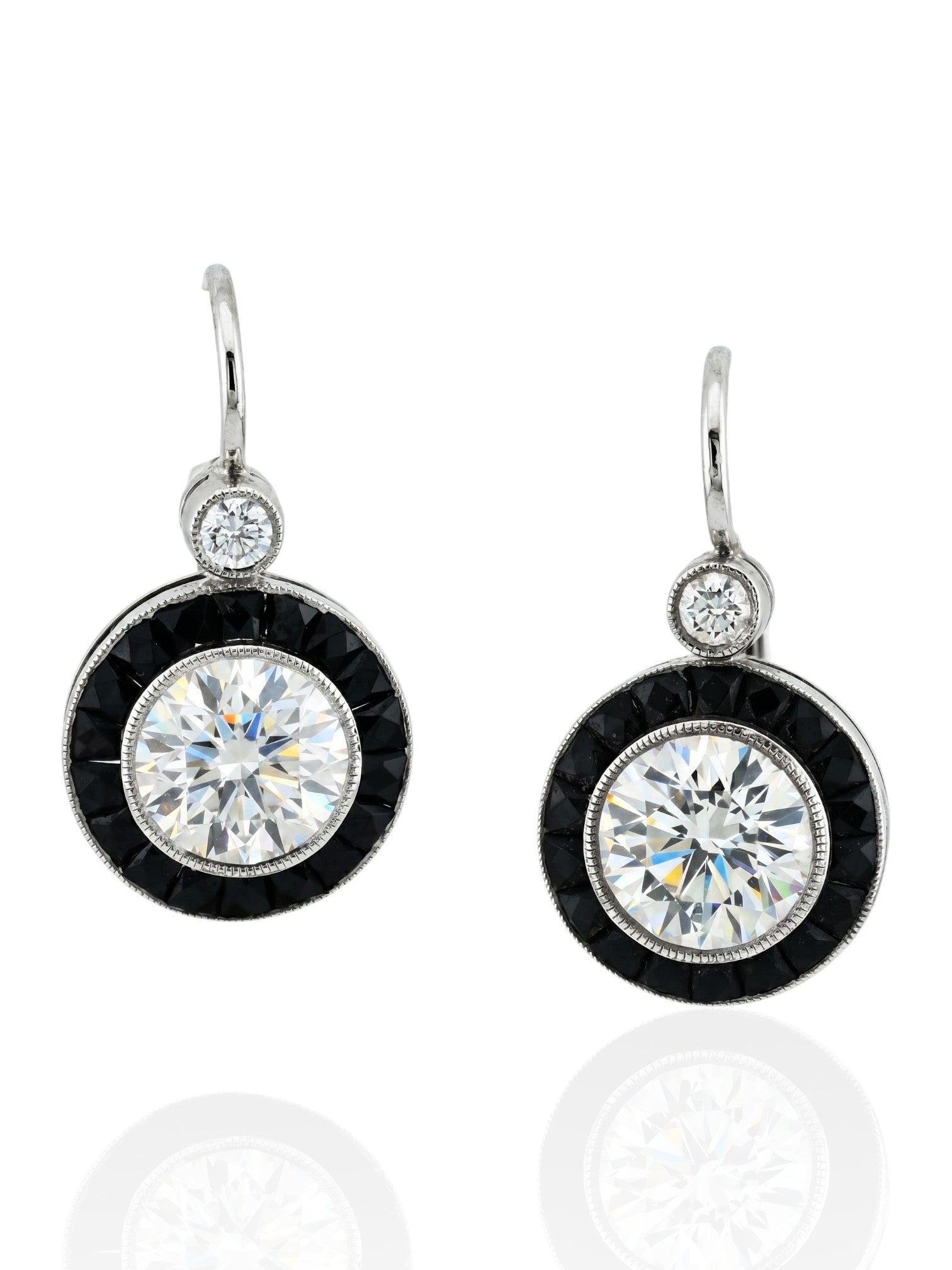 Sophia D Art Deco Diamond and Onyx Drop Earrings in Platinum