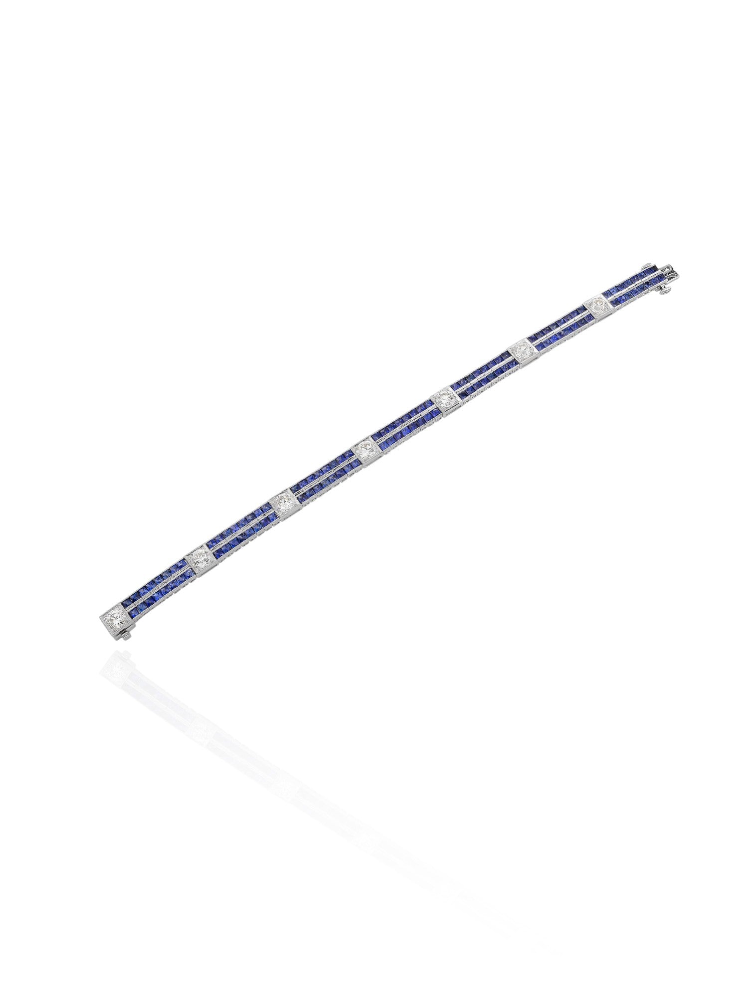 Sophia D Art Deco Sapphire and Diamond Link Bracelet in Platinum