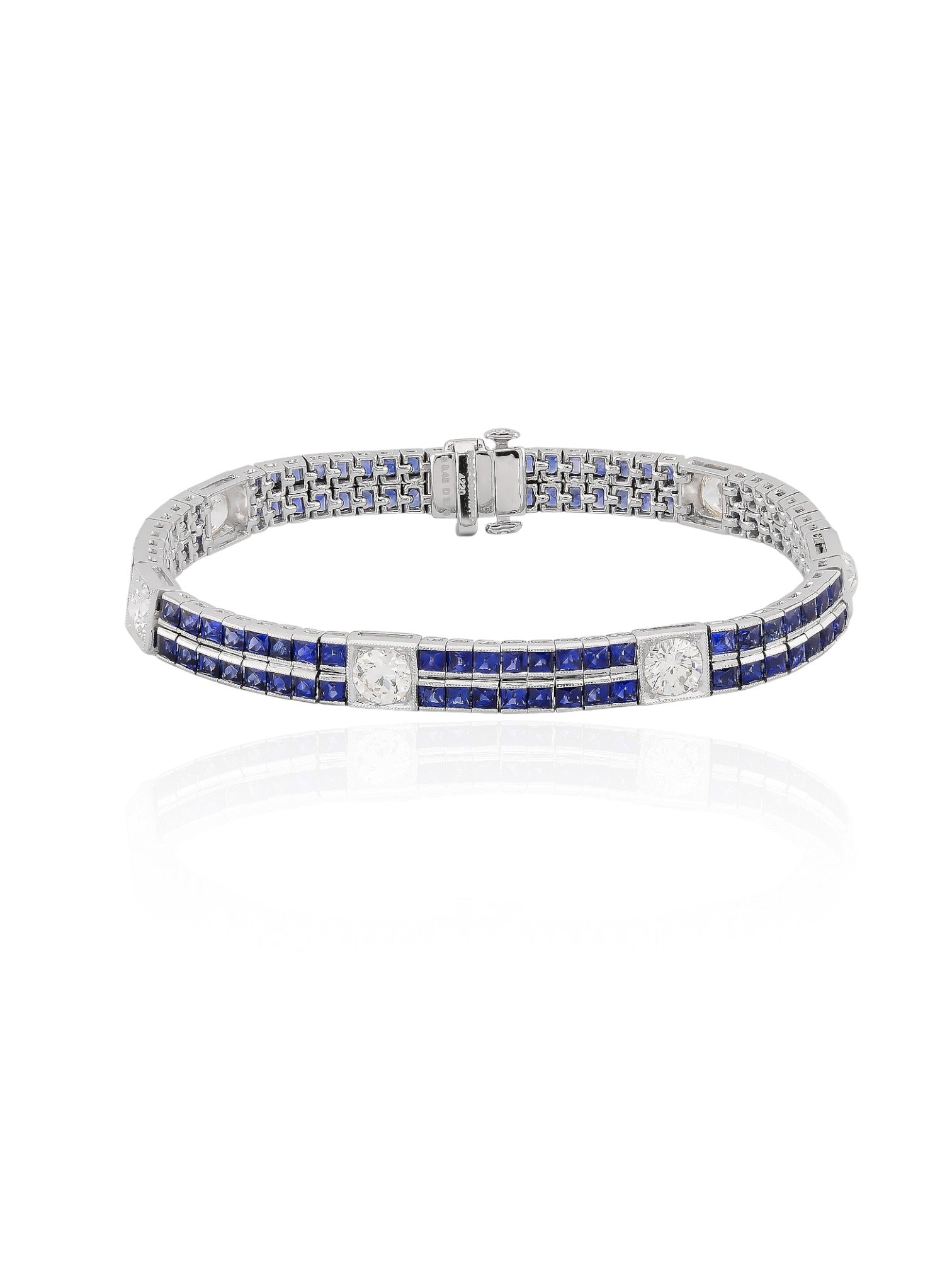 Sophia D Art Deco Sapphire and Diamond Link Bracelet in Platinum