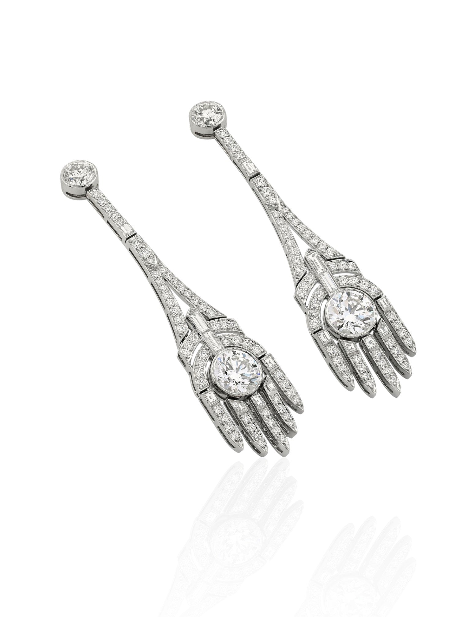 Sophia D Art Deco GIA-Certified Diamond Drop Earrings in Platinum