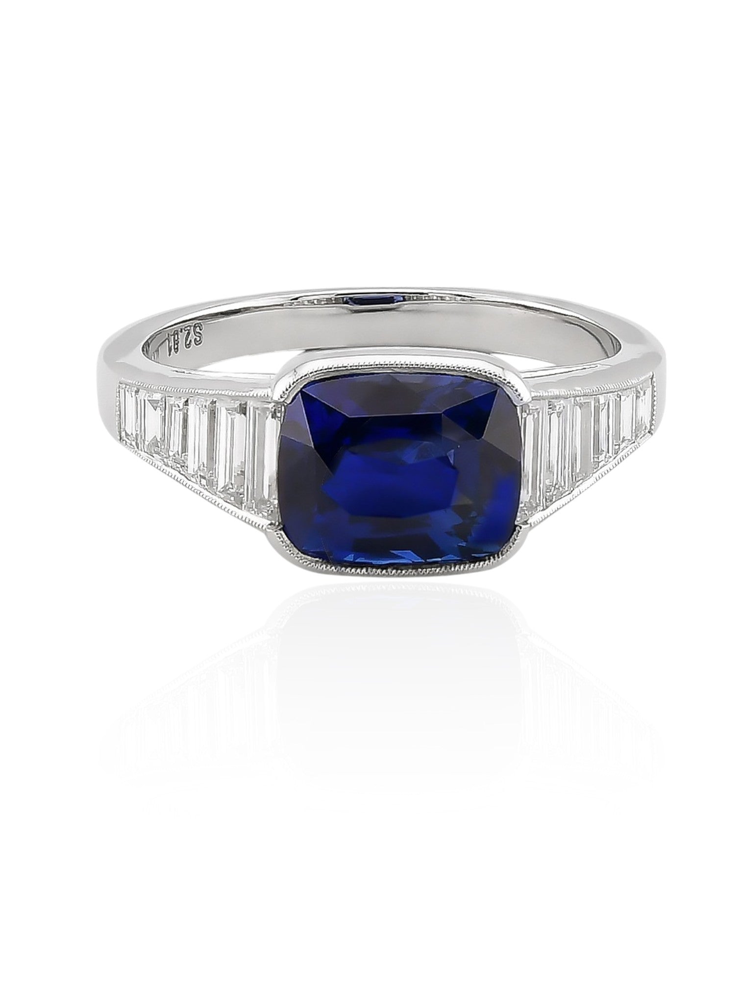 Sophia D Cushion Sapphire and Diamond Ring in Platinum